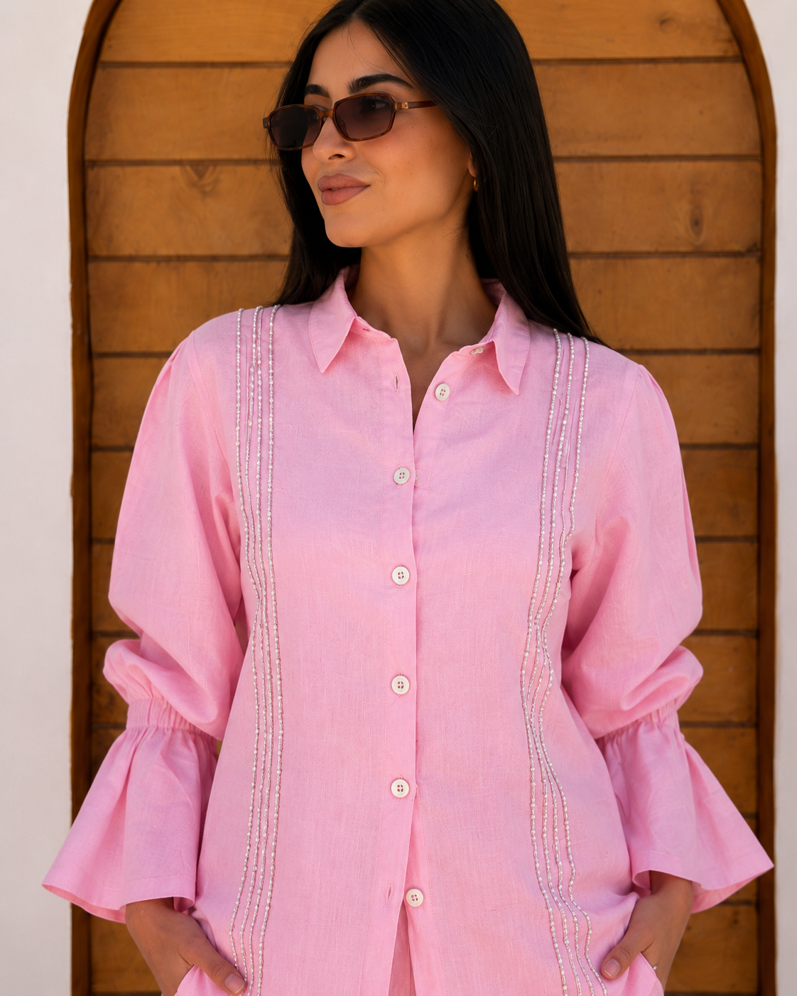 The Embellished Dahlia Soft Pink Top (only)