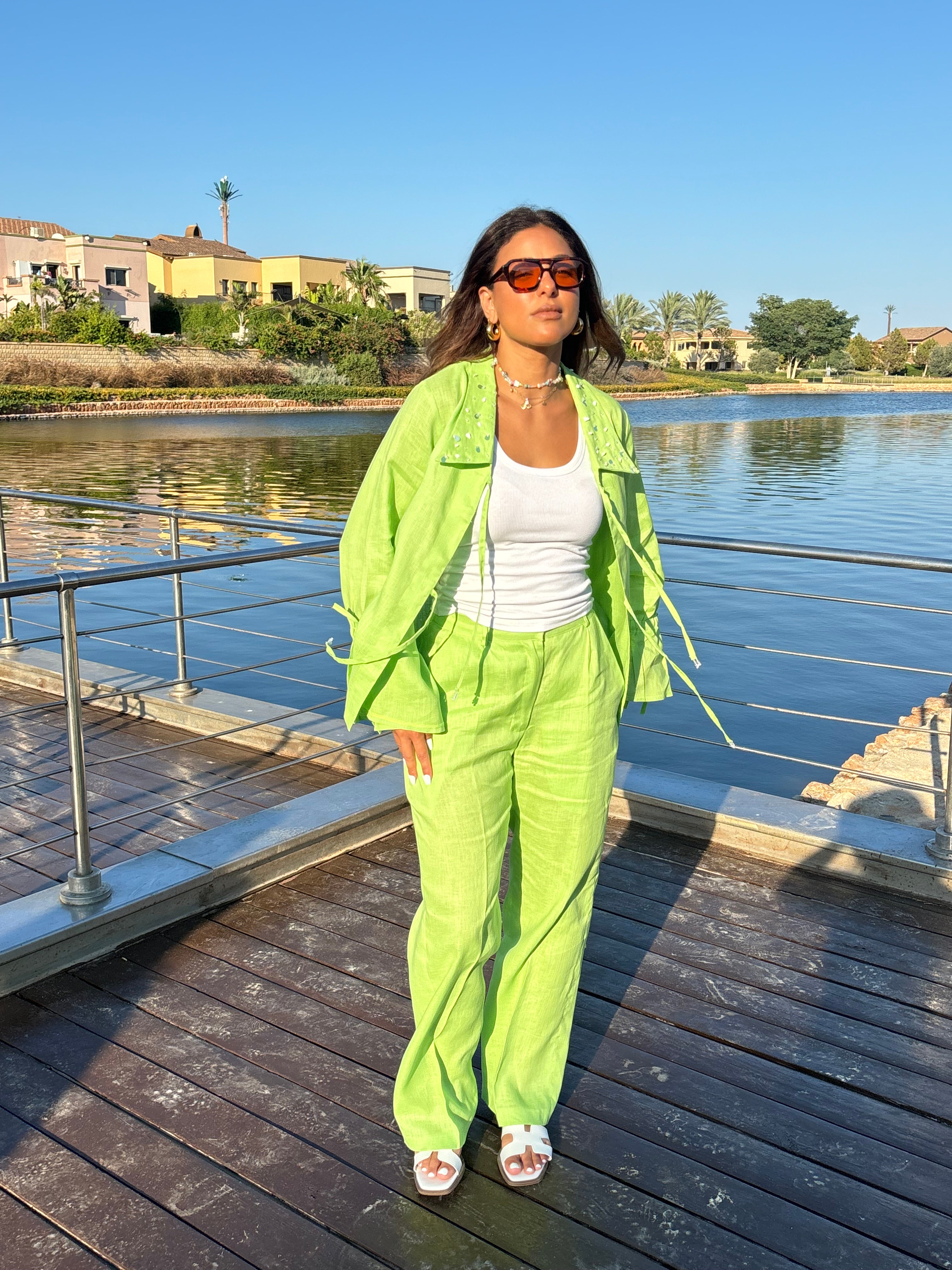 Apple Green Ribbons Kimono Only