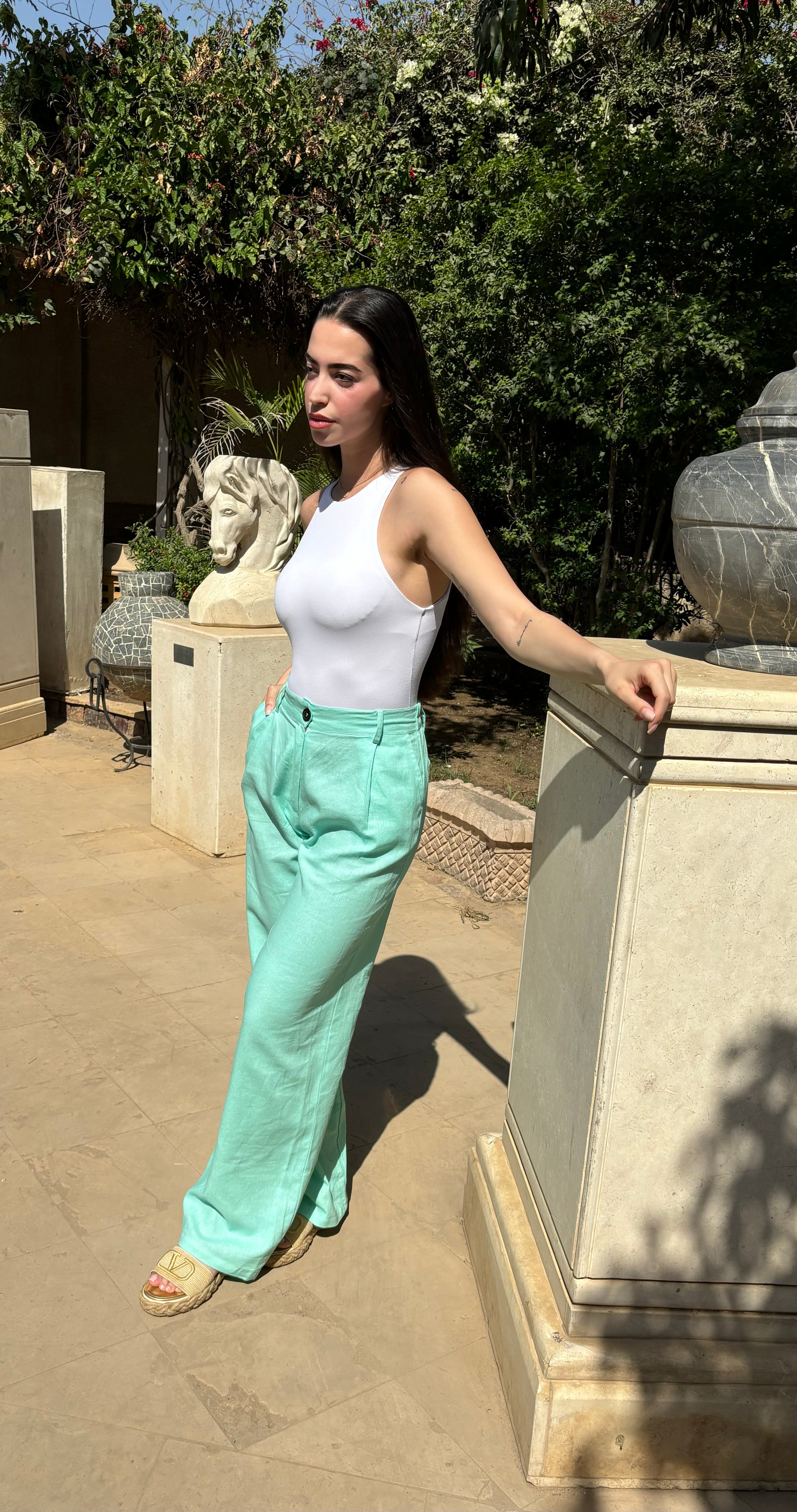 Turquoise Linen Pants