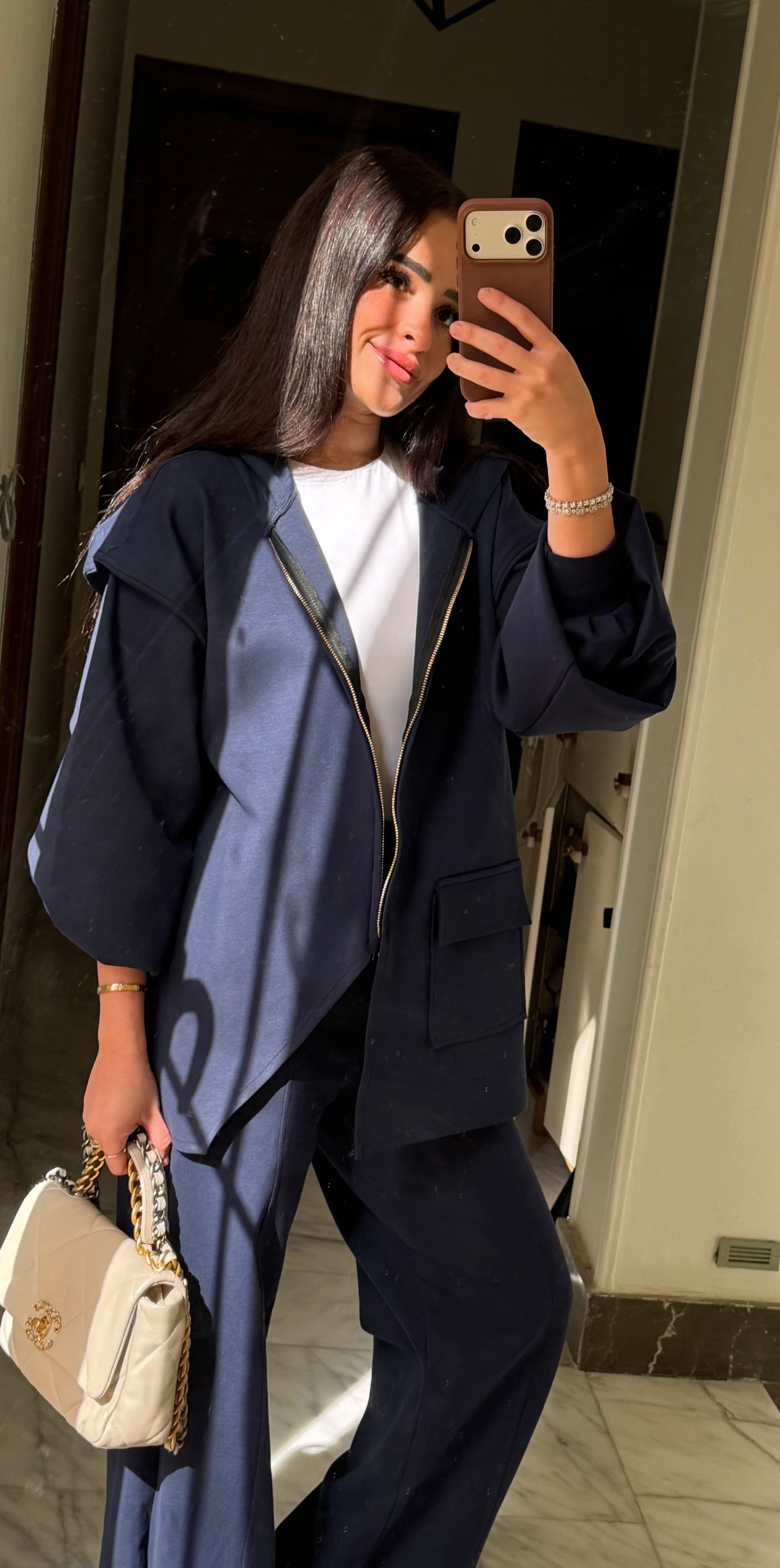 Navy Asymmetic Jacket