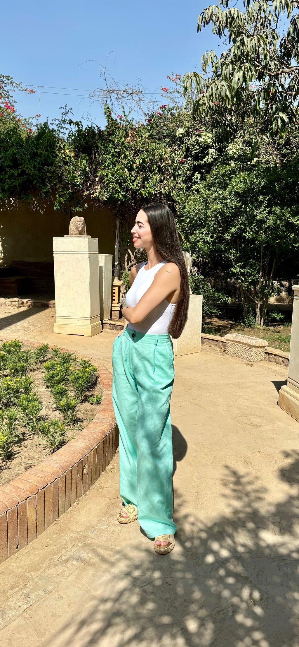 Turquoise Linen Pants