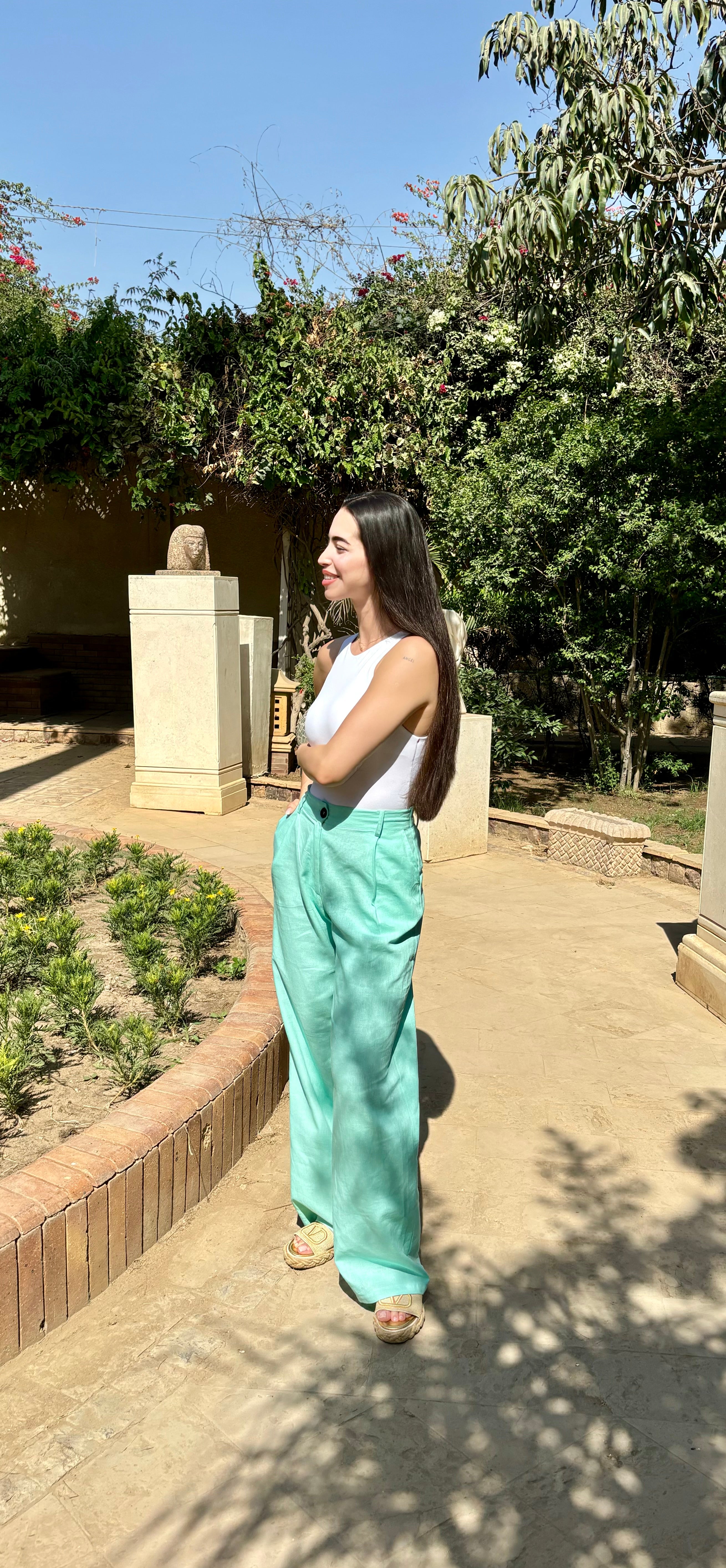 Turquoise Linen Pants