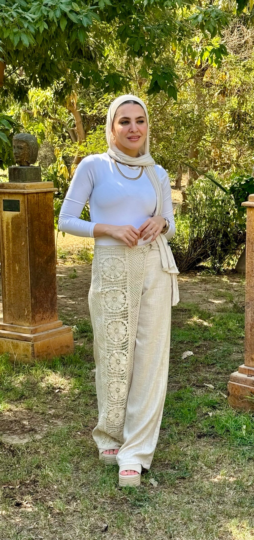 Beige Crochet Pants