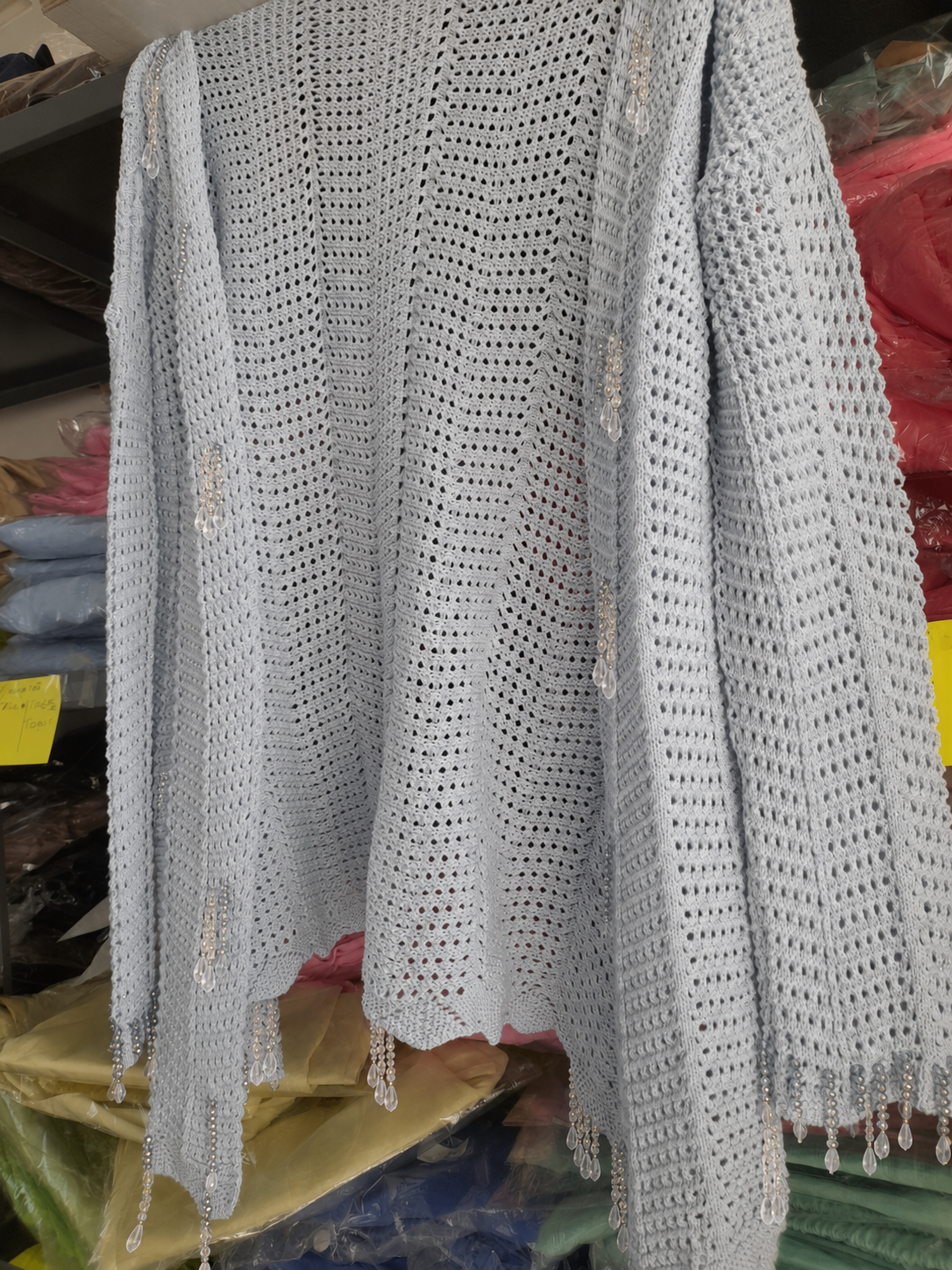 Beaded Knit Cardigan in Baby Blue
