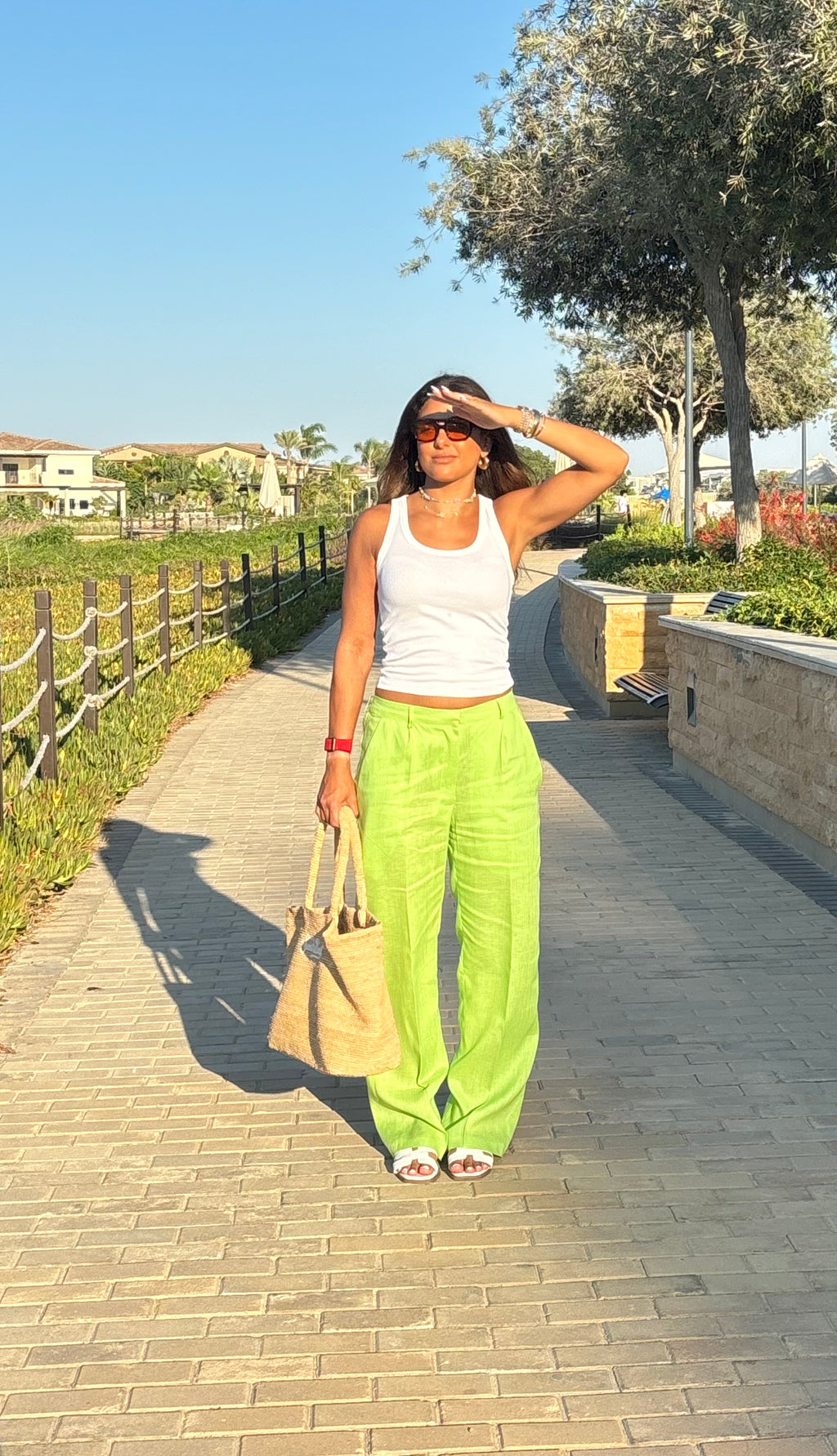 Apple Green Linen Pants