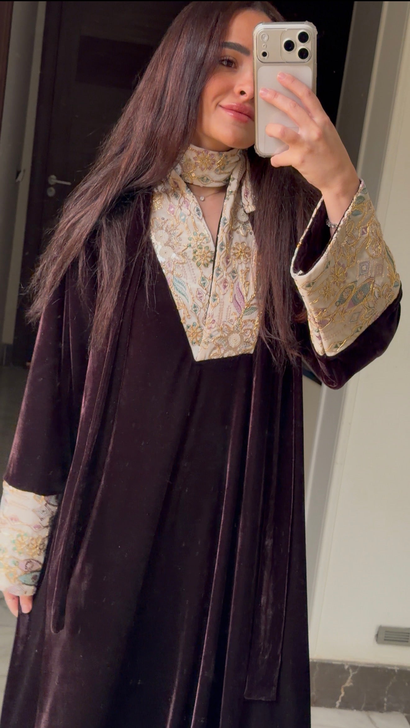Sahara Brownish Plum Abaya