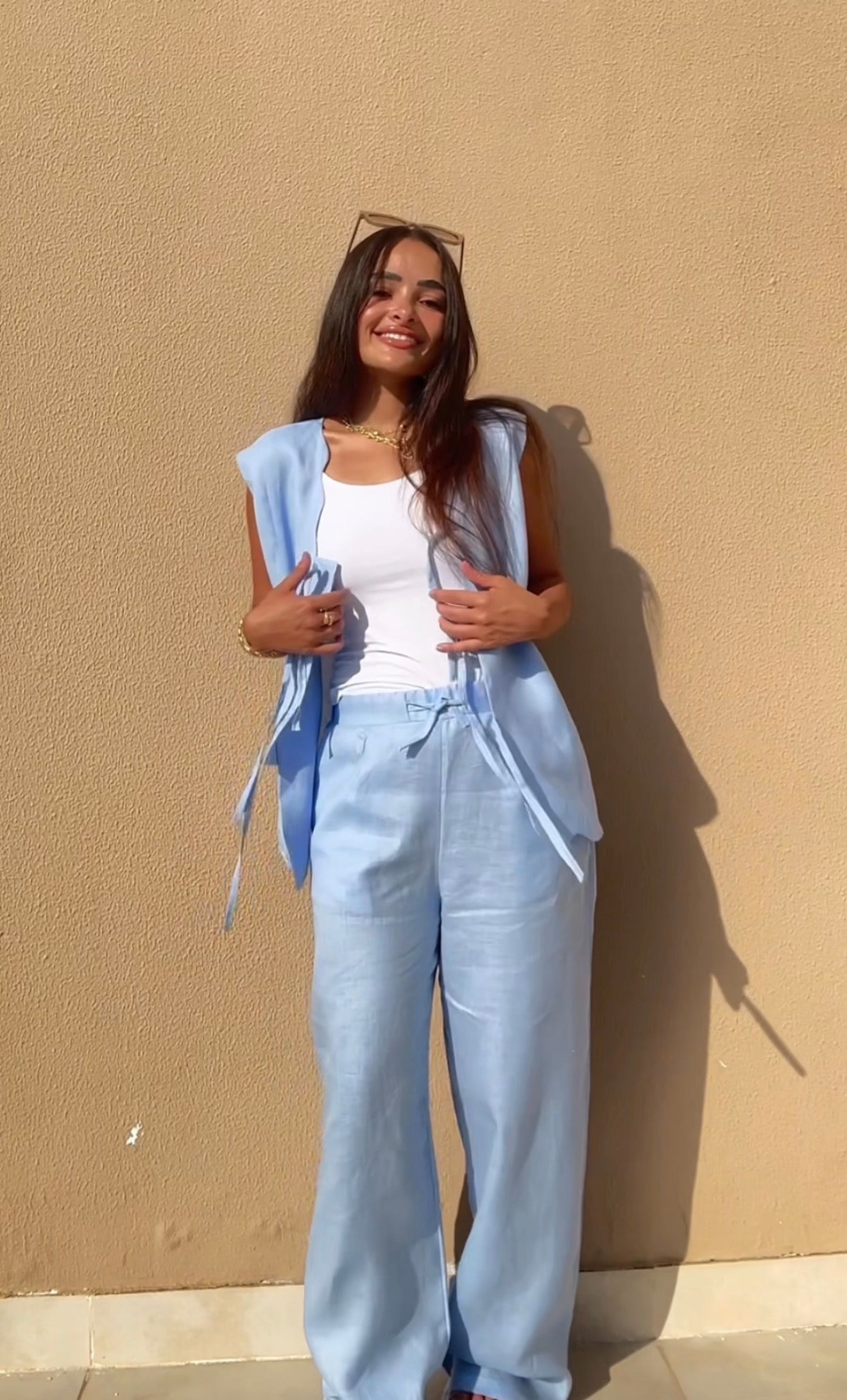 Baby Blue Linen Pants Only