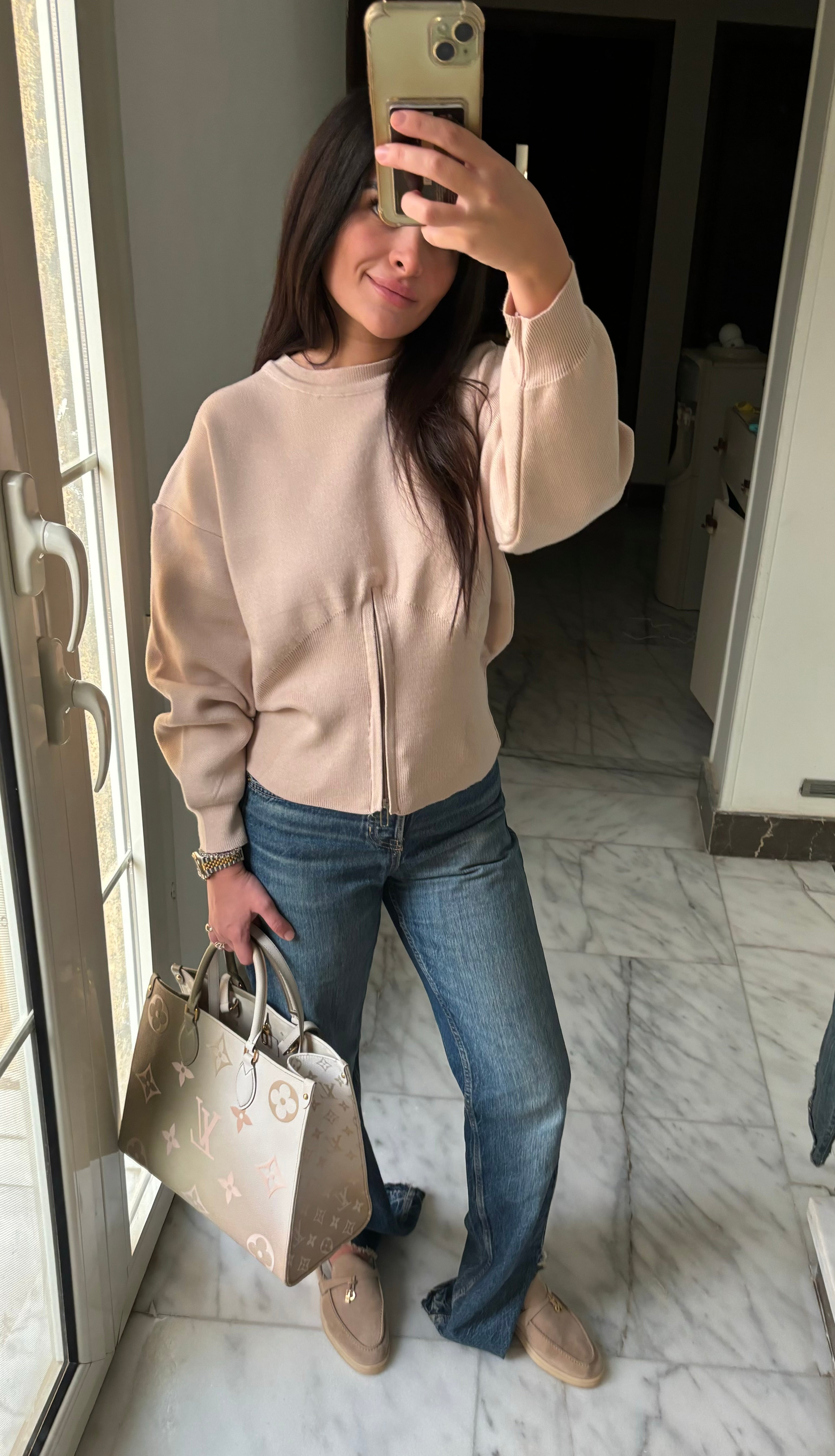 Waisted Knit Top (Nude)