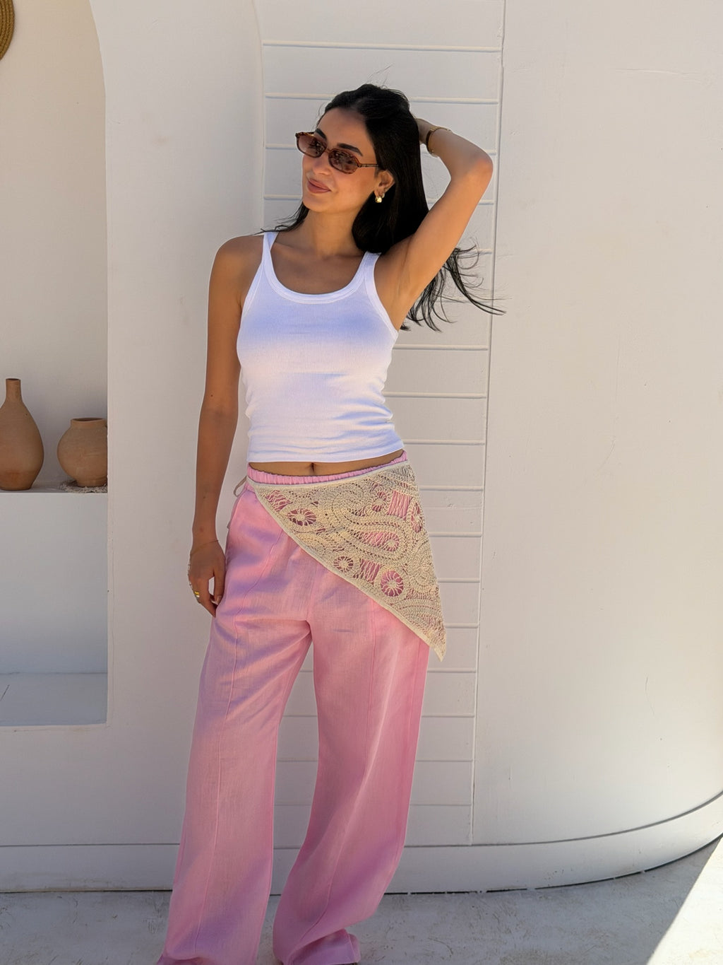 The Soleil Pants with Crochet Overlay