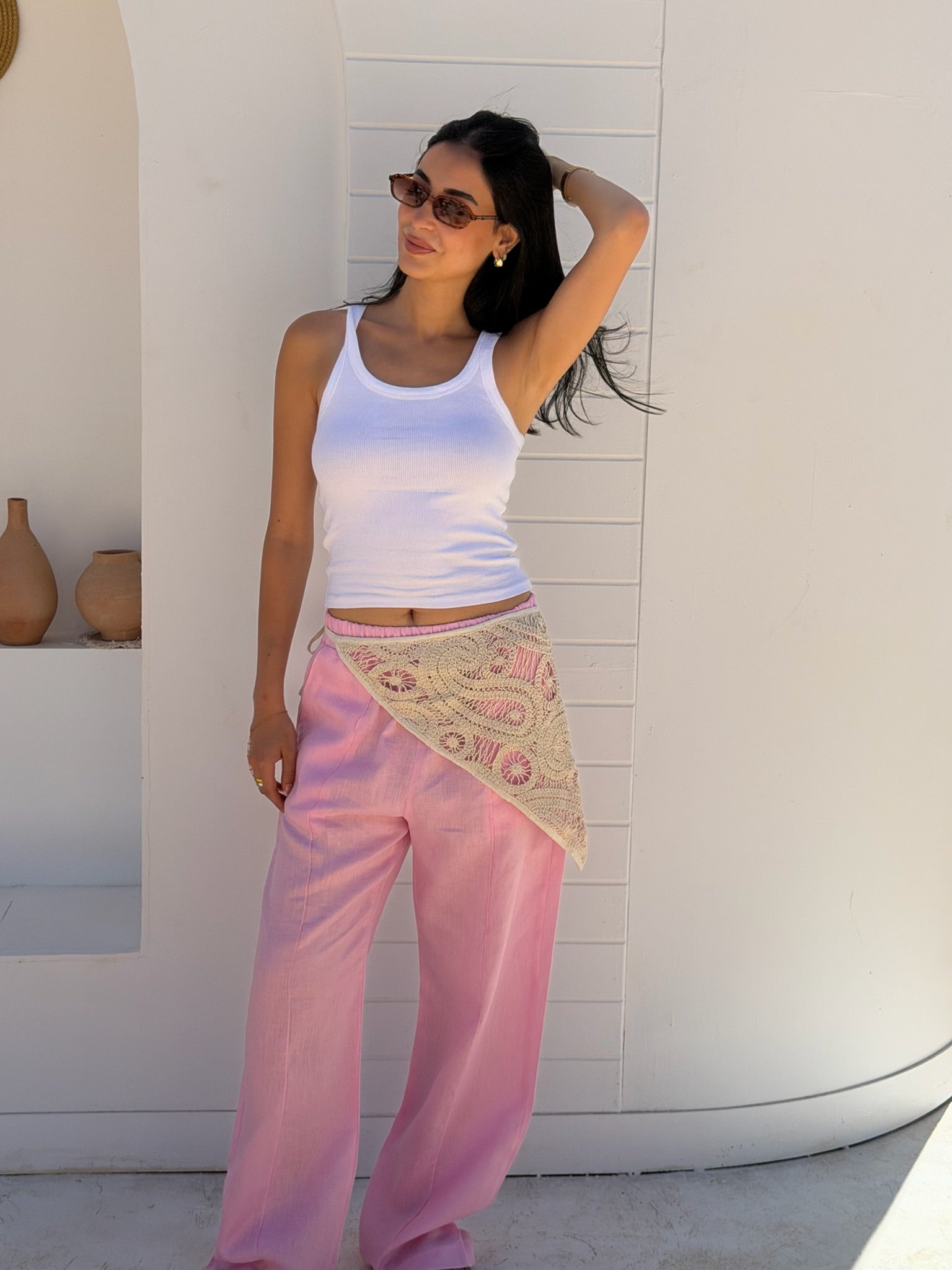 The Soleil Pants with Crochet Overlay