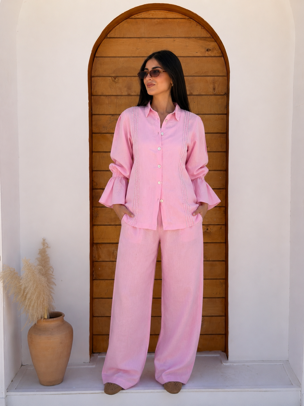 The Embellished Dahlia Soft Pink Top (only)