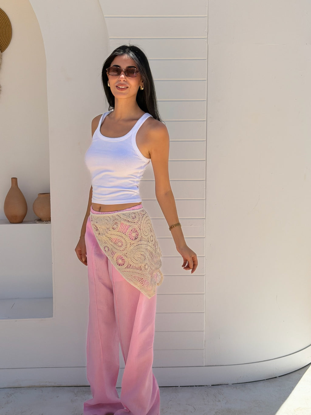 The Soleil Pants with Crochet Overlay