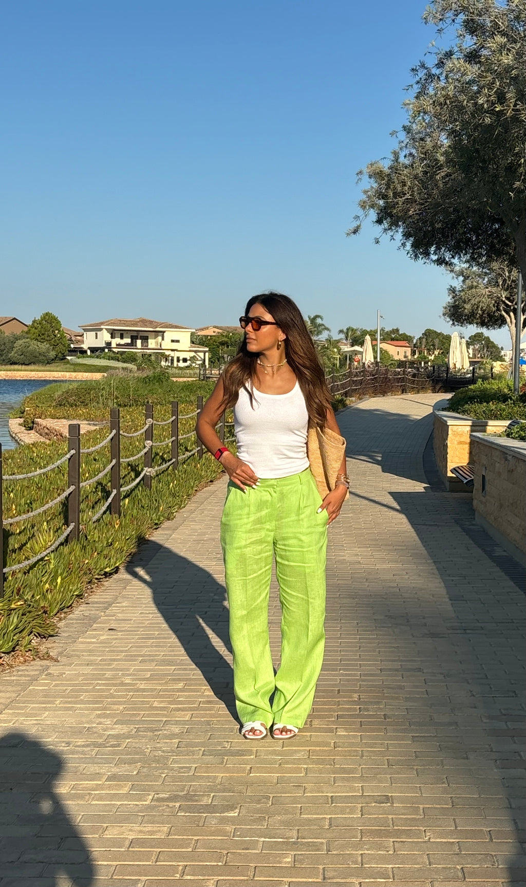 Apple Green Linen Pants