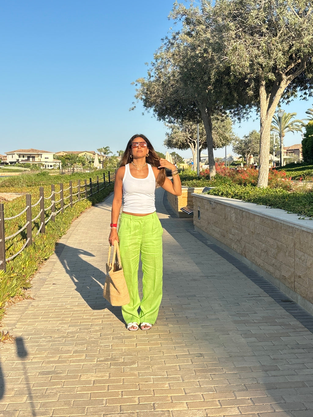 Apple Green Linen Pants