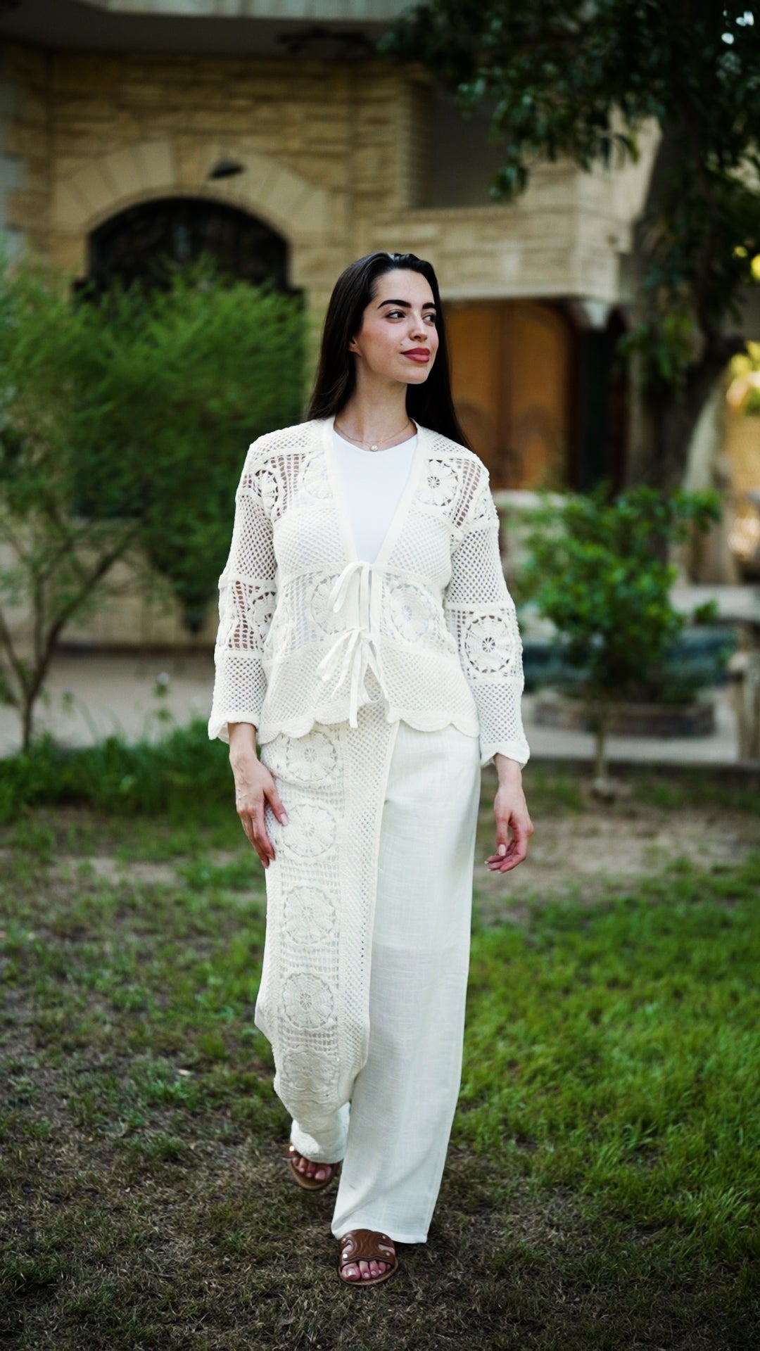 White Crochet Pants