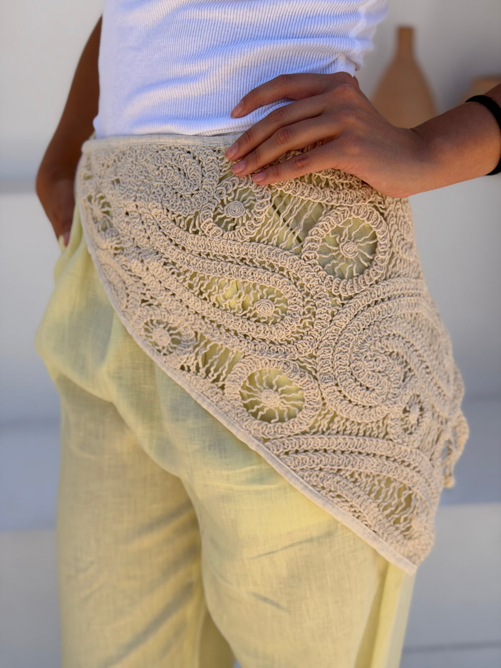 The Soleil Pants with Crochet Overlay