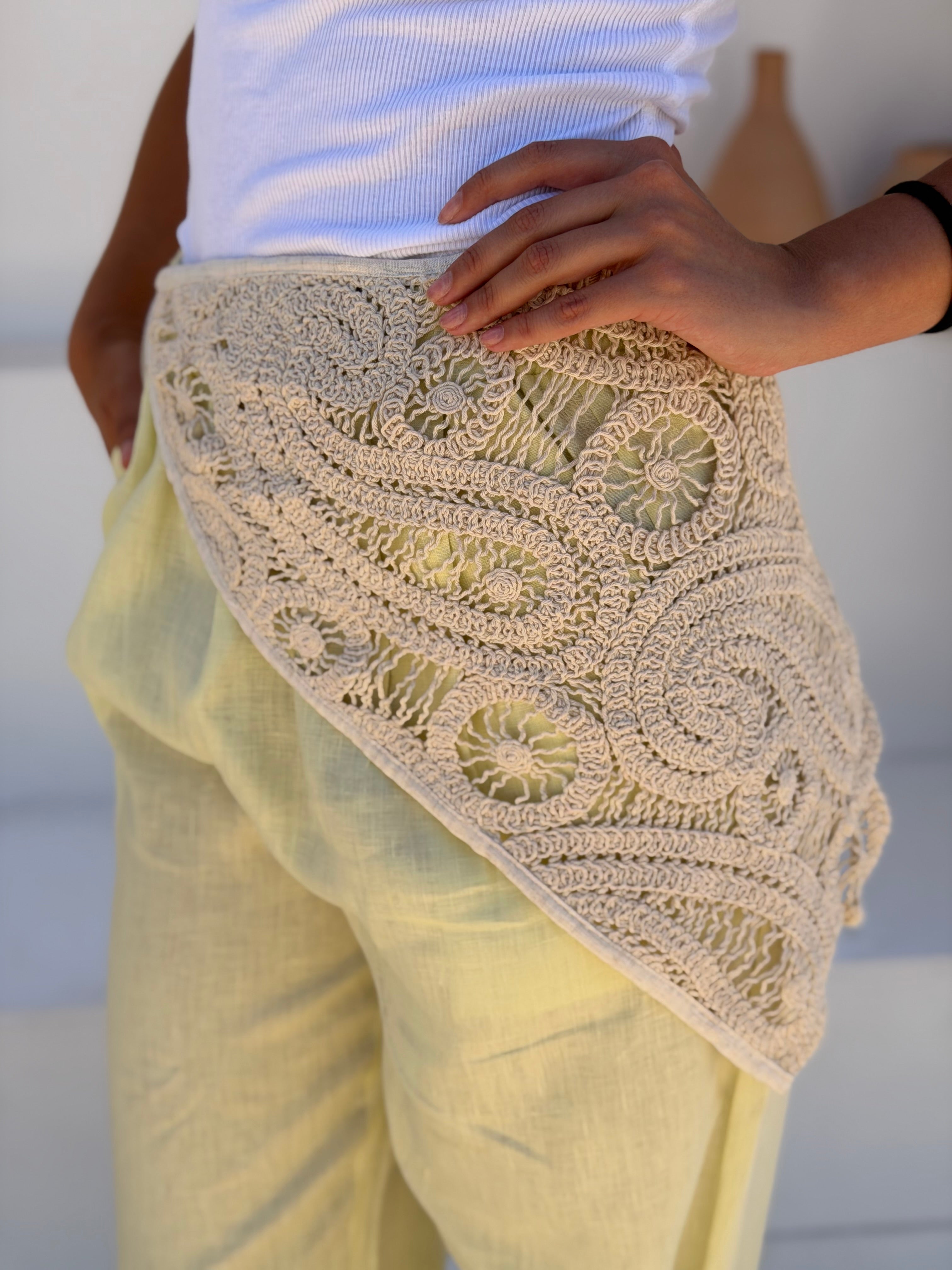 The Soleil Pants with Crochet Overlay