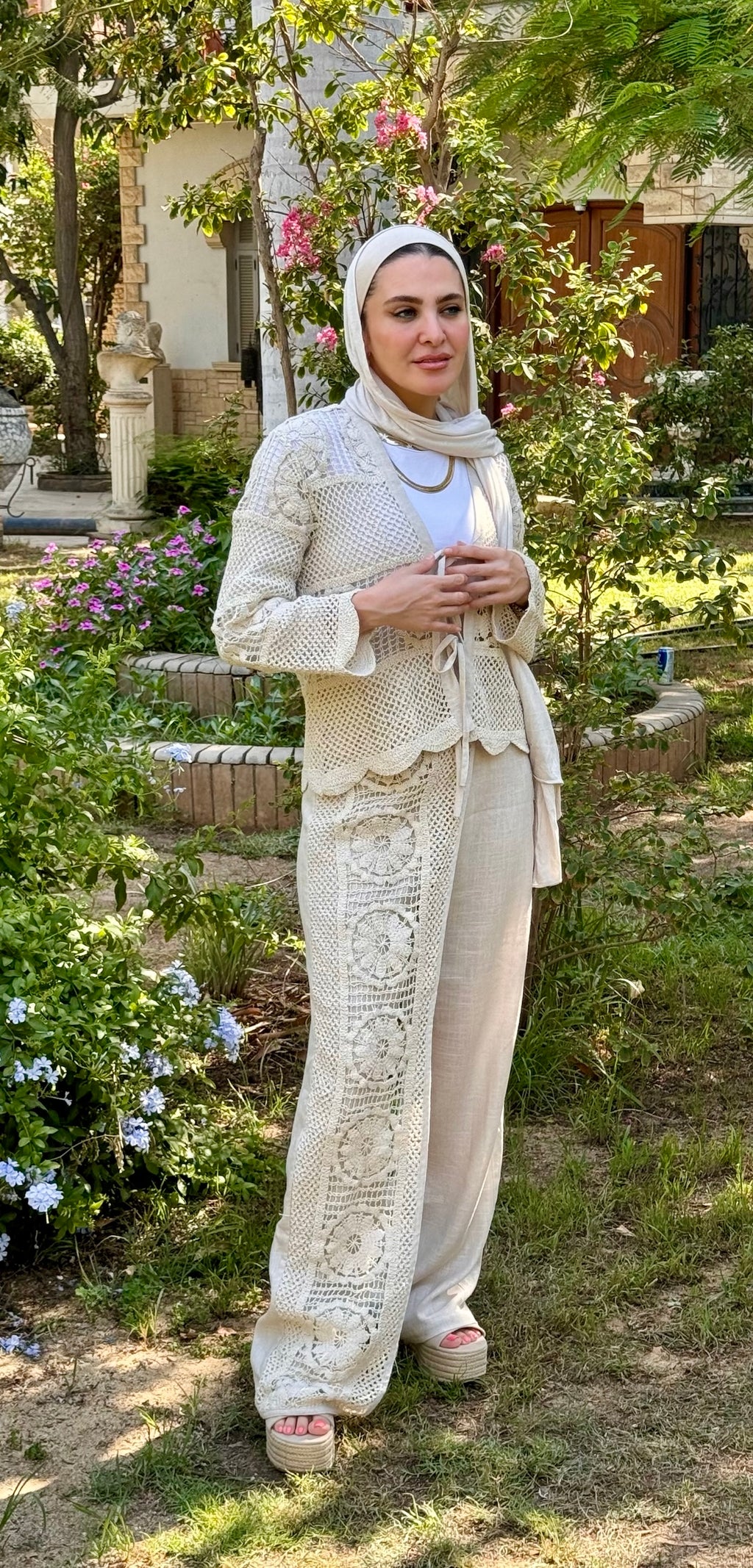 Beige Crochet Pants