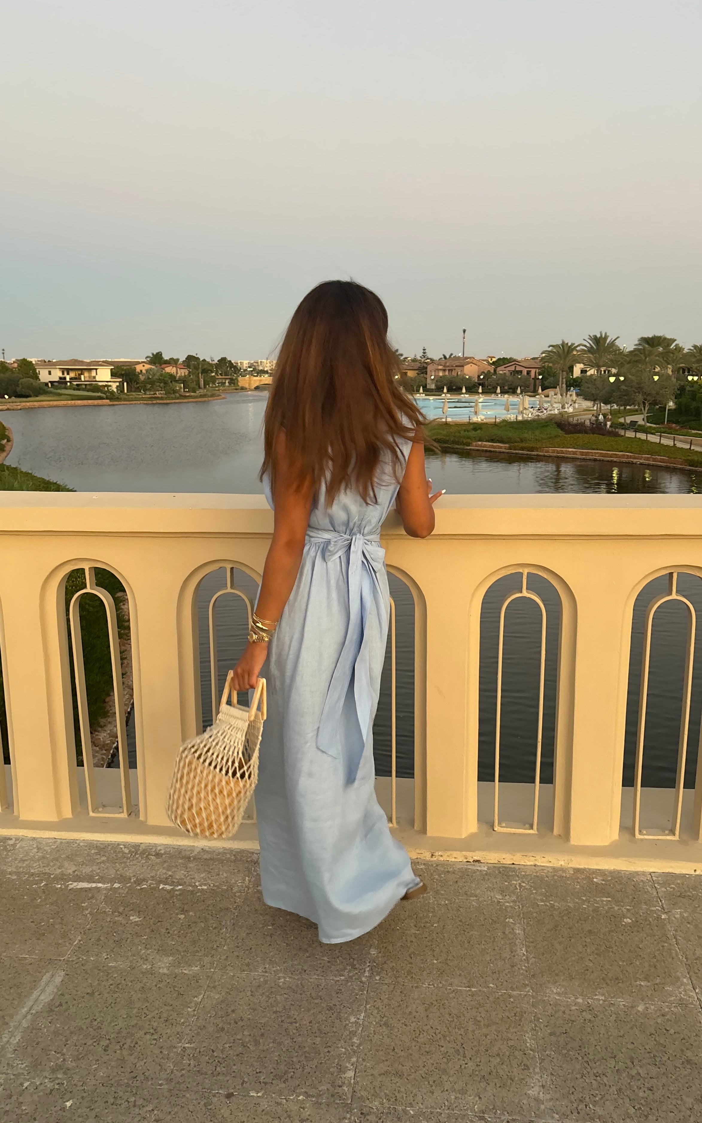 Baby Blue Waisted Dress (Sleeveless)