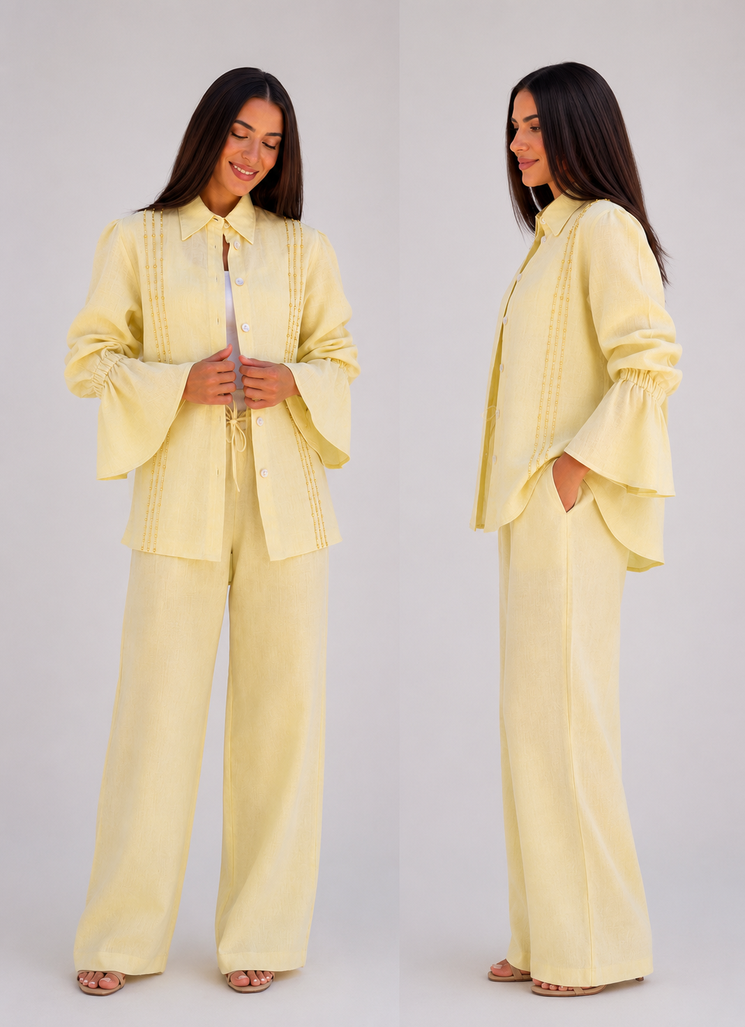The Embellished Dahlia Butter Yellow Top (only)