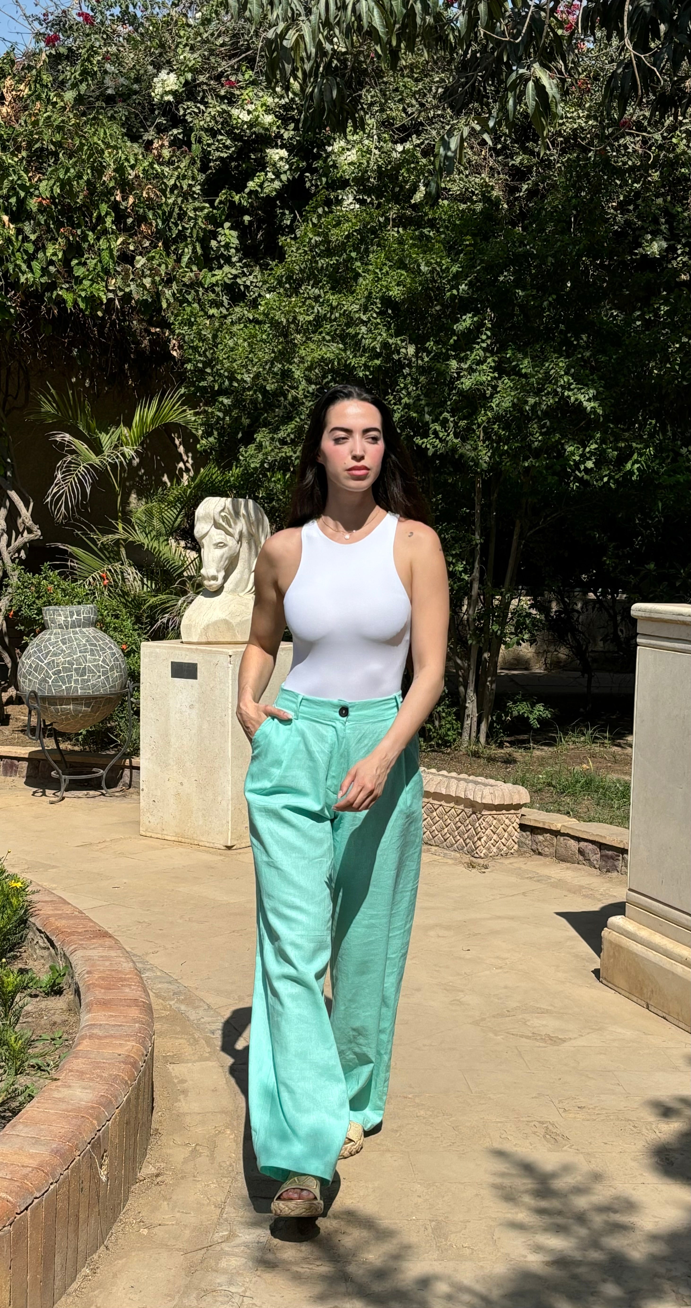 Turquoise Linen Pants