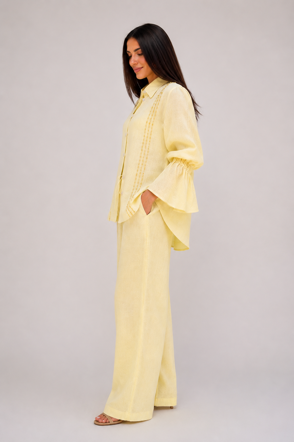 The Embellished Dahlia Butter Yellow Top (only)
