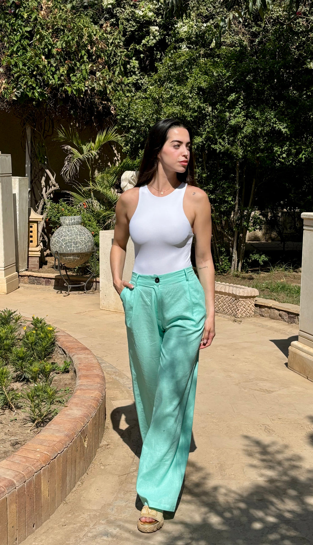 Turquoise Linen Pants
