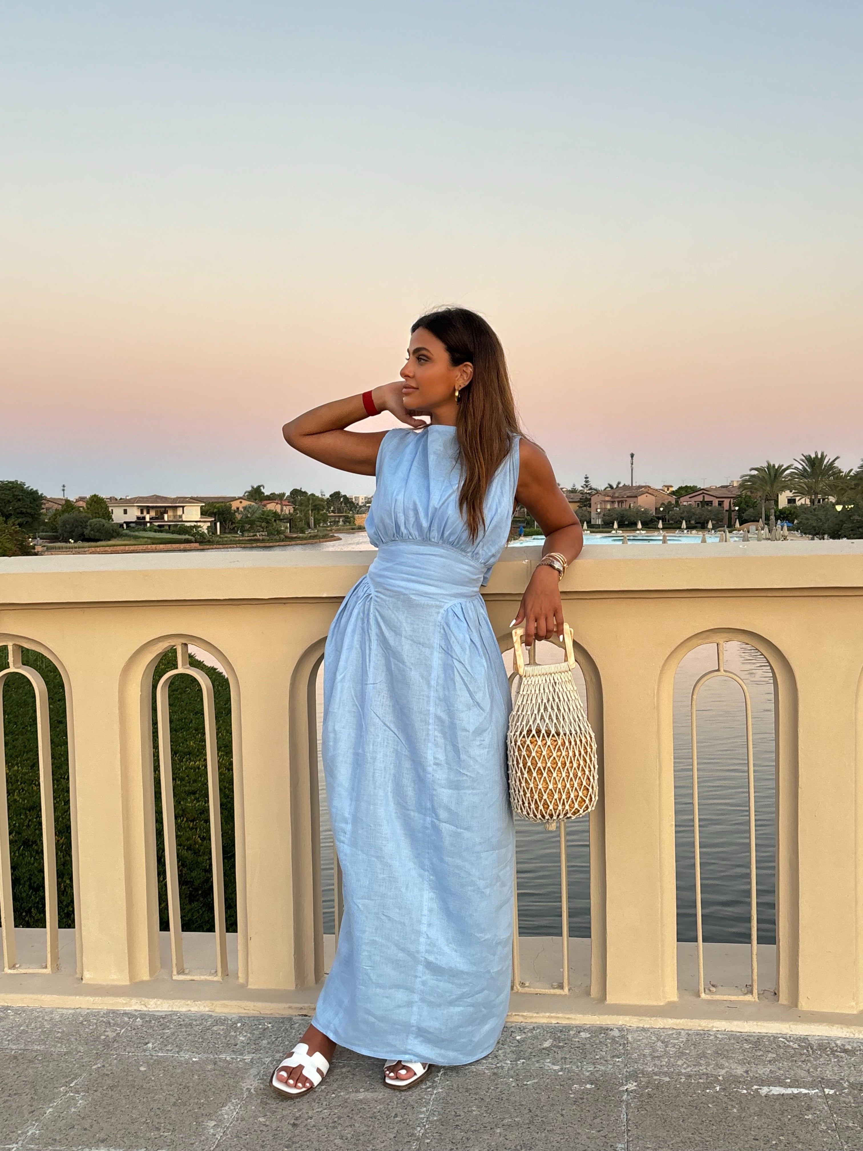 Baby Blue Waisted Dress (Sleeveless)