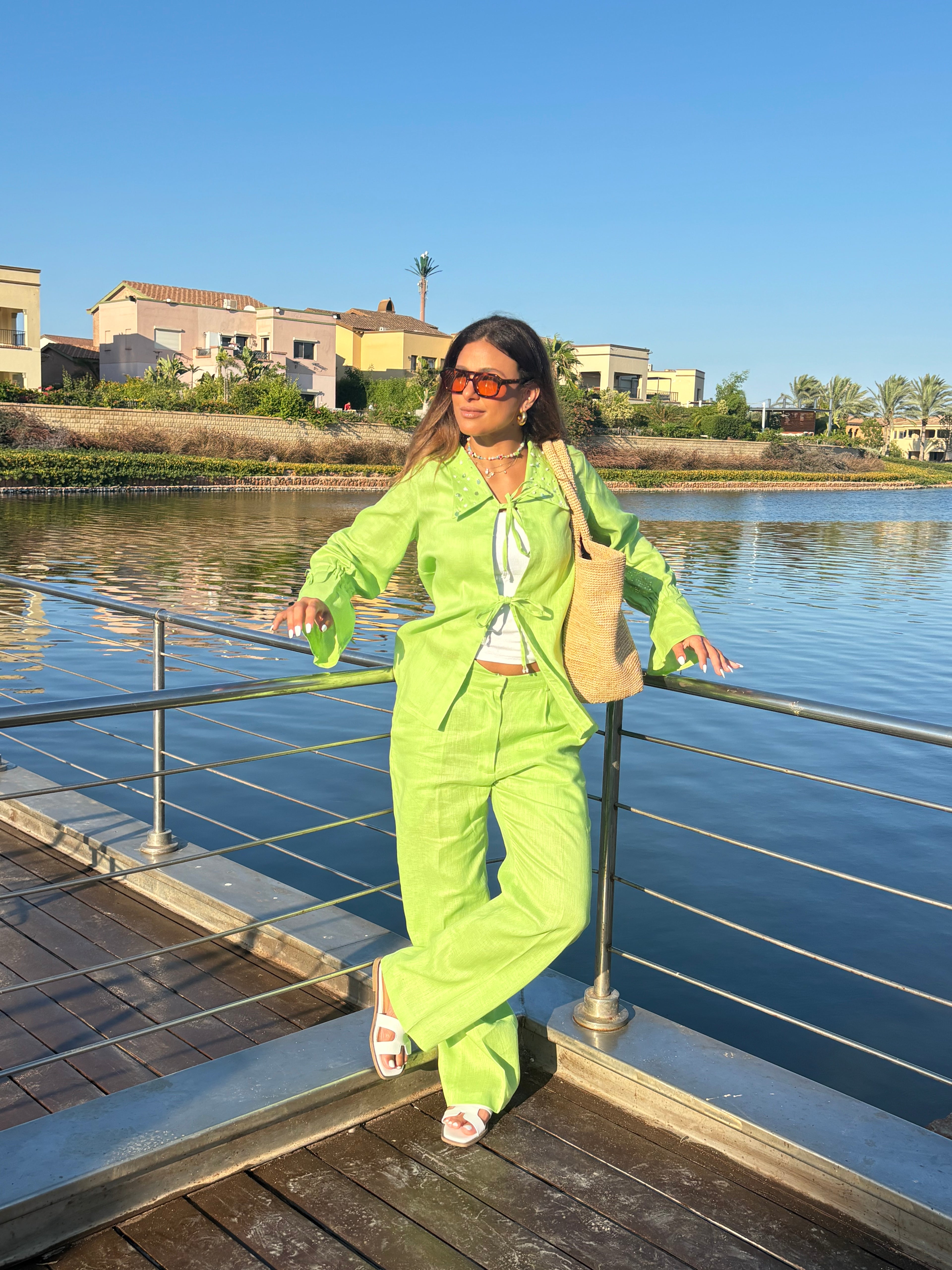 Apple Green Ribbons Kimono Only