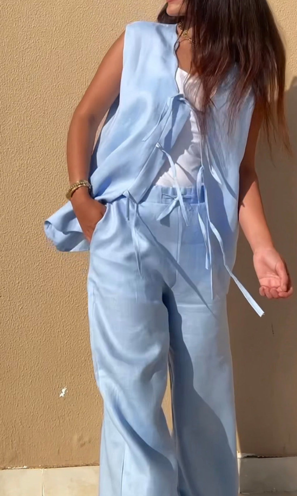 Baby Blue Linen Pants Only