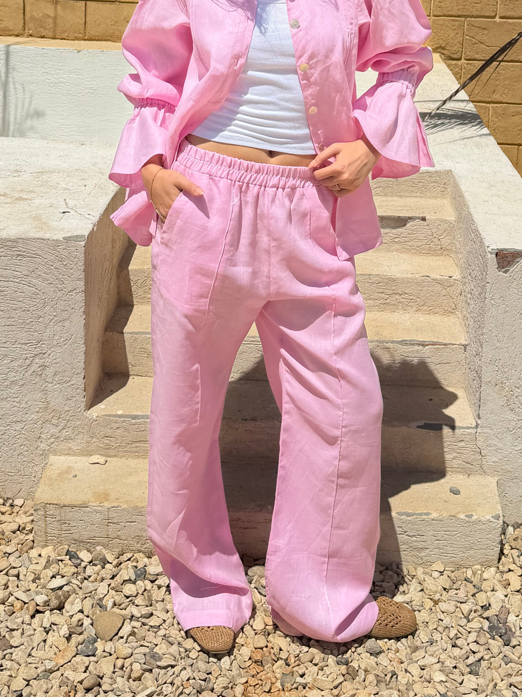 The Dahlia Soft Pink Pants (only)