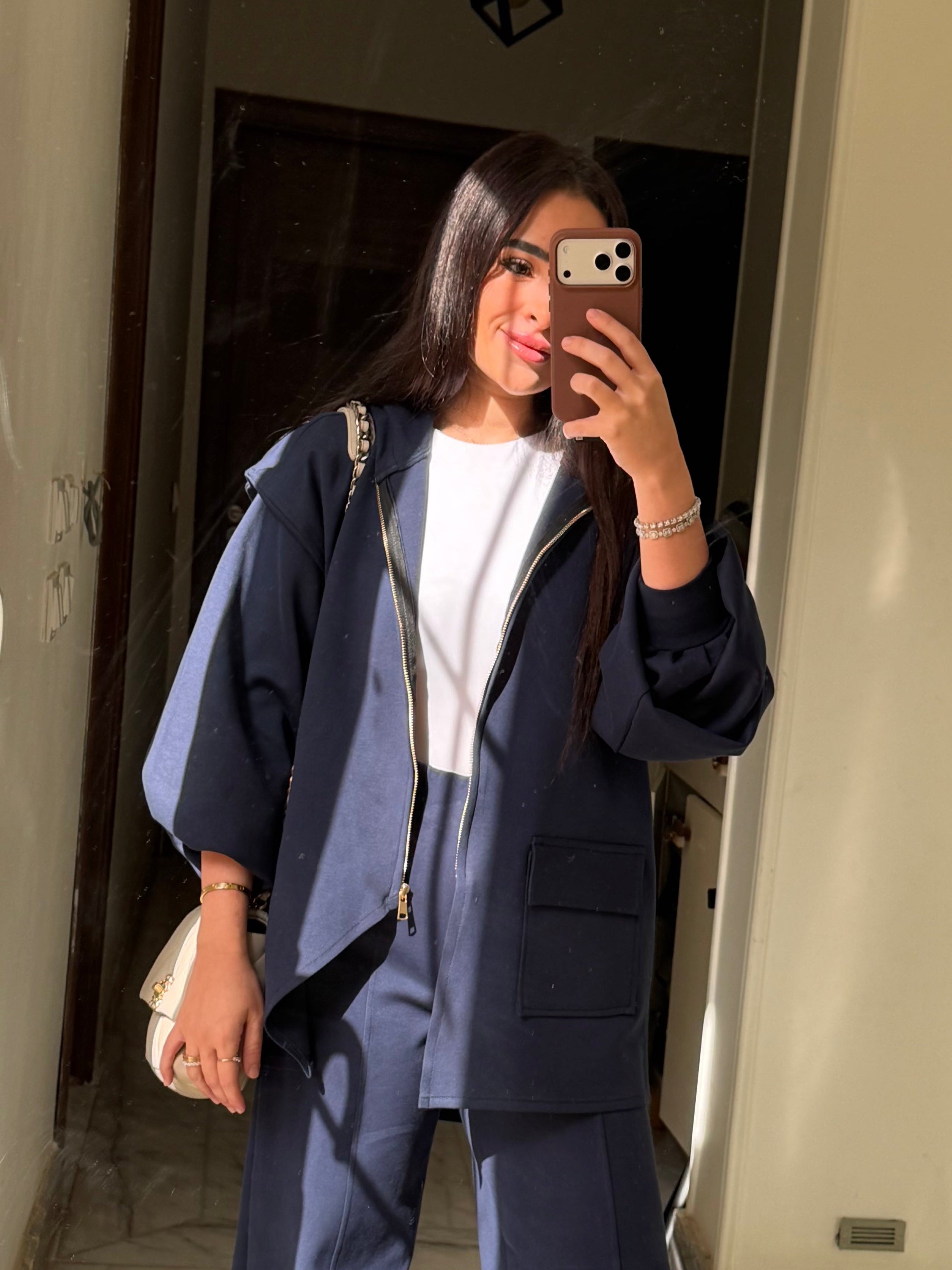 Navy Asymmetic Jacket