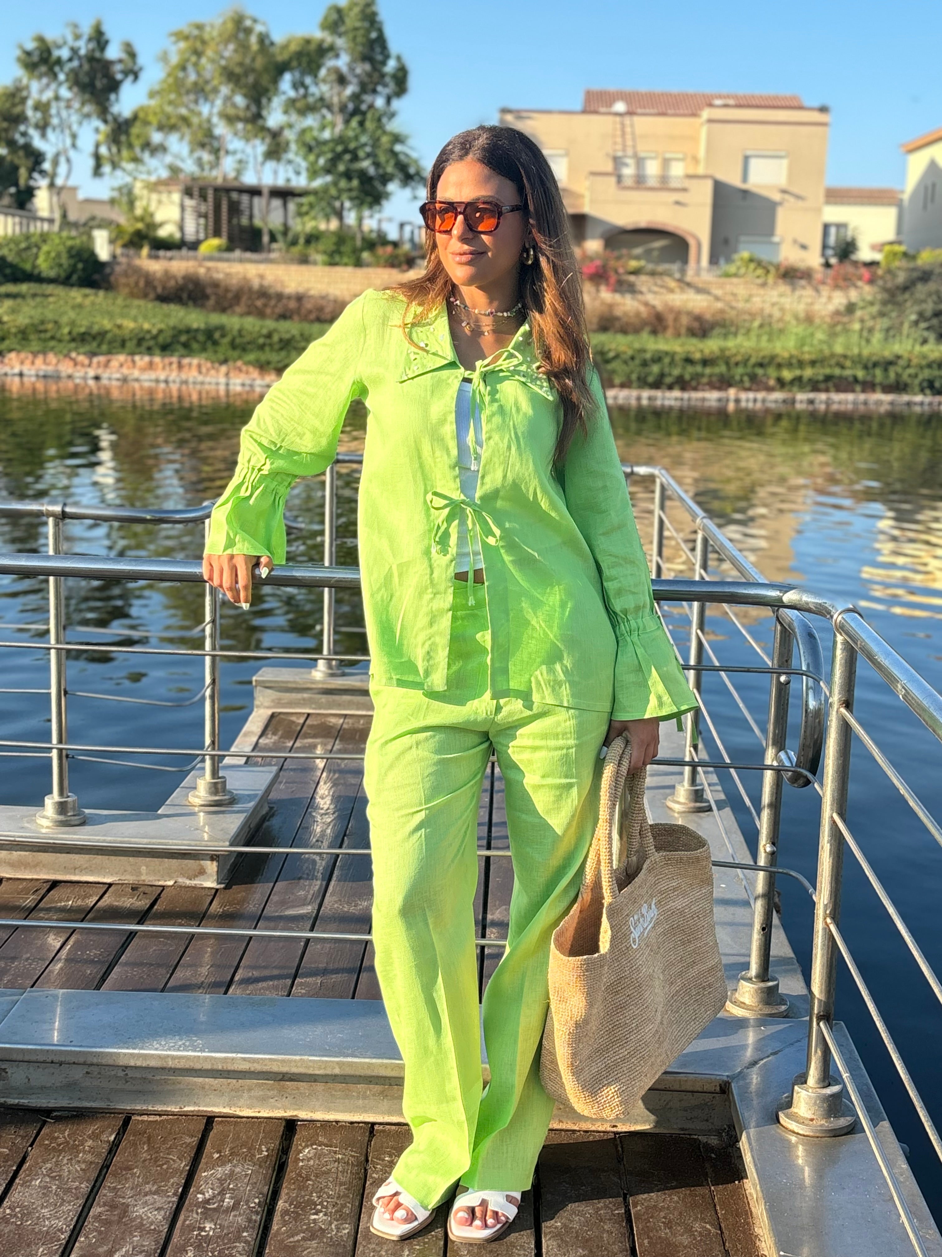 Apple Green Ribbons Kimono Only