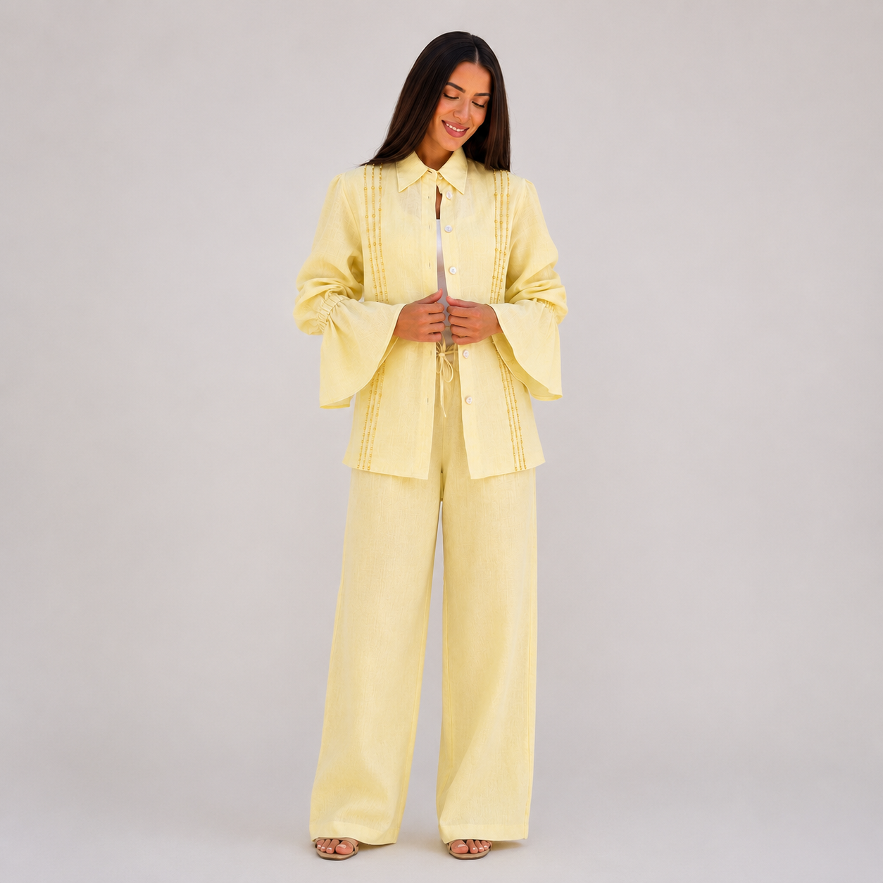 The Embellished Dahlia Butter Yellow Top (only)