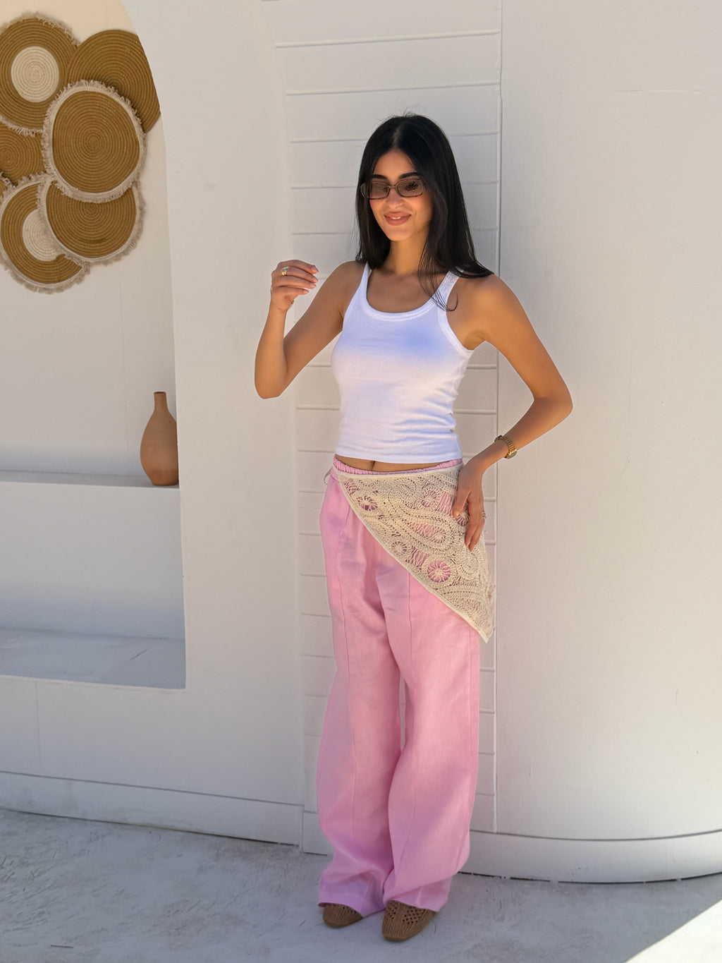 The Soleil Pants with Crochet Overlay