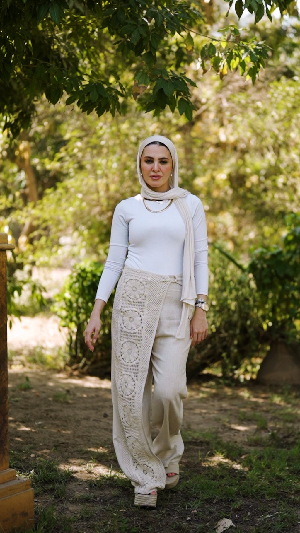 Beige Crochet Pants