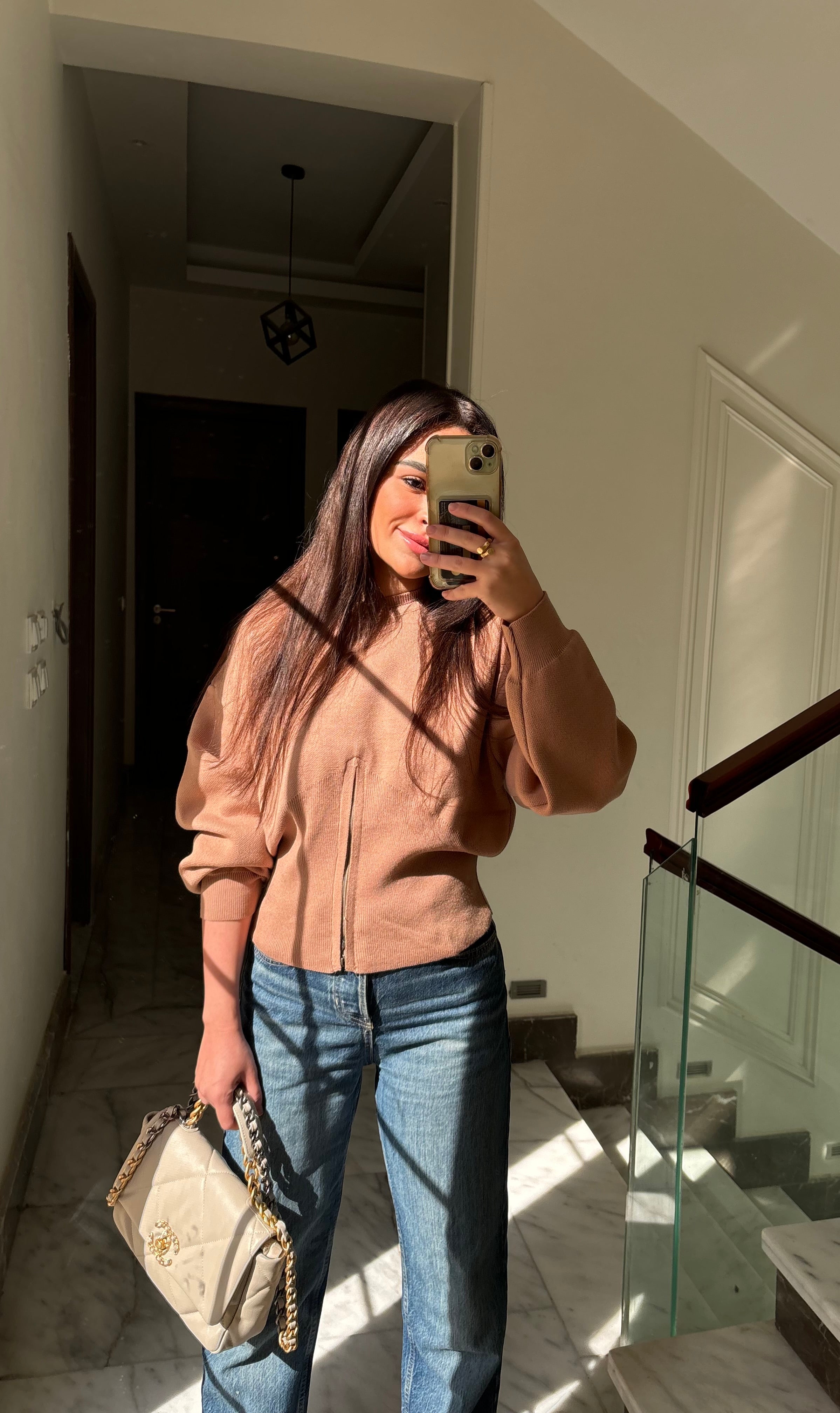 Waisted Knit Top (Camel)