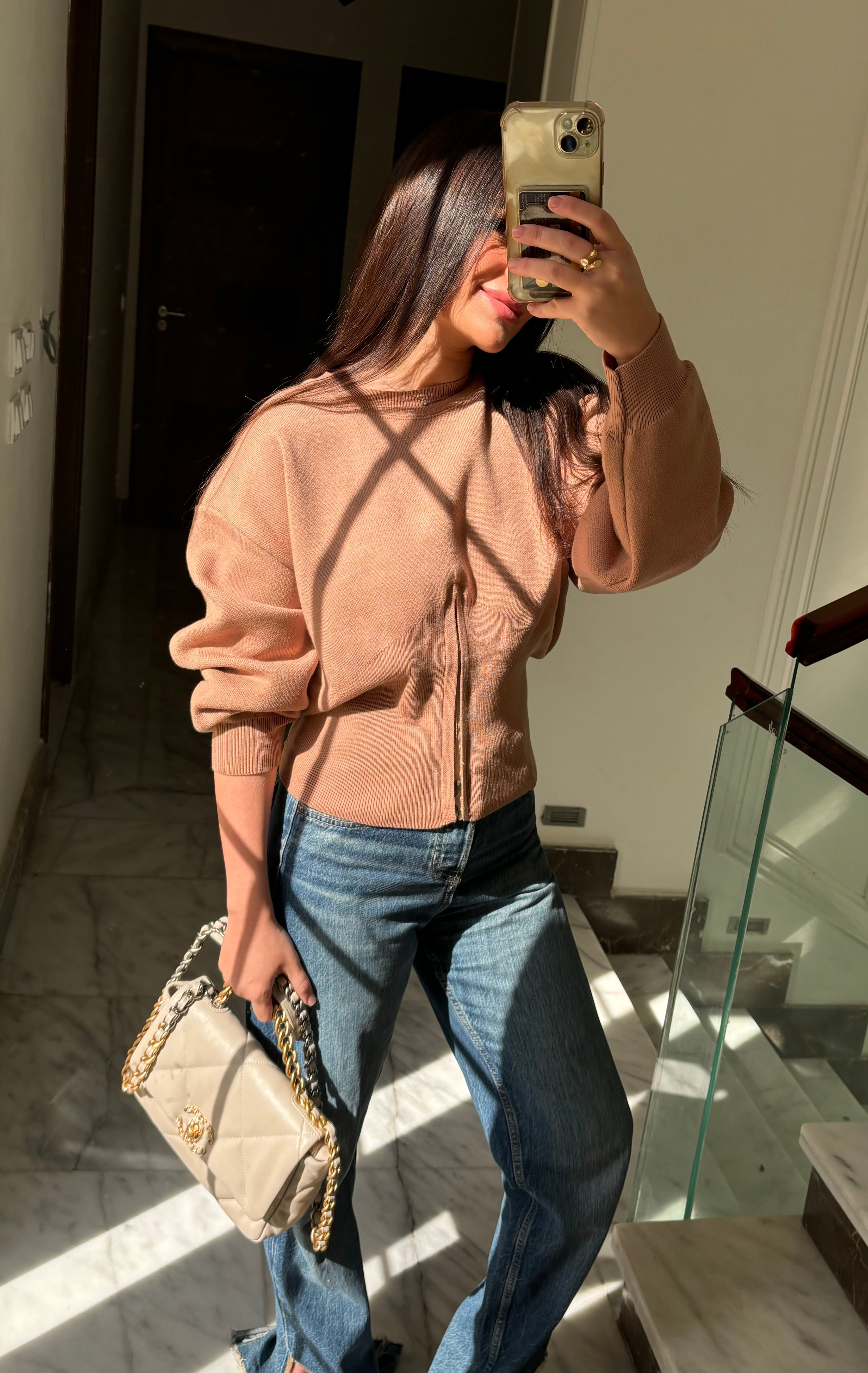 Waisted Knit Top (Camel)