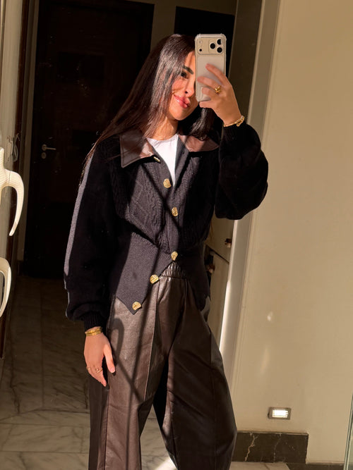 Black Waisted Cardigan