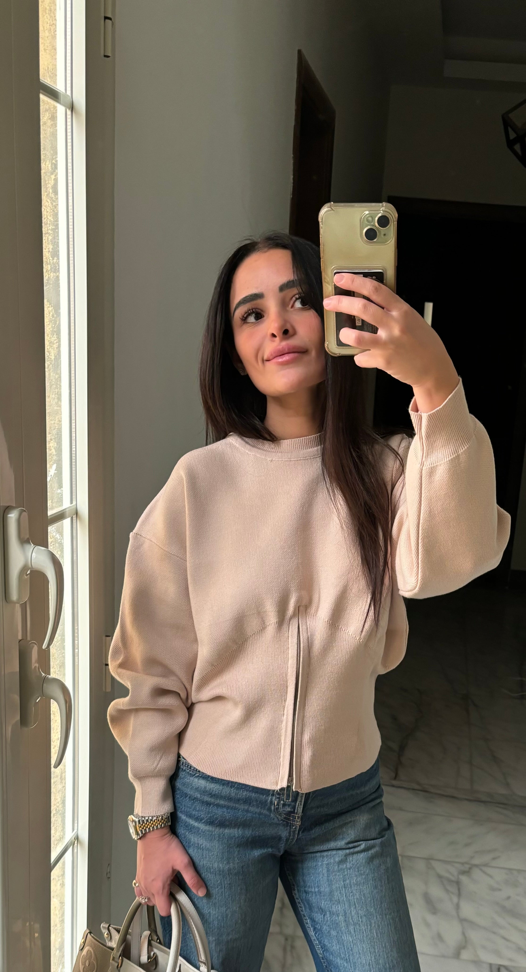 Waisted Knit Top (Nude)