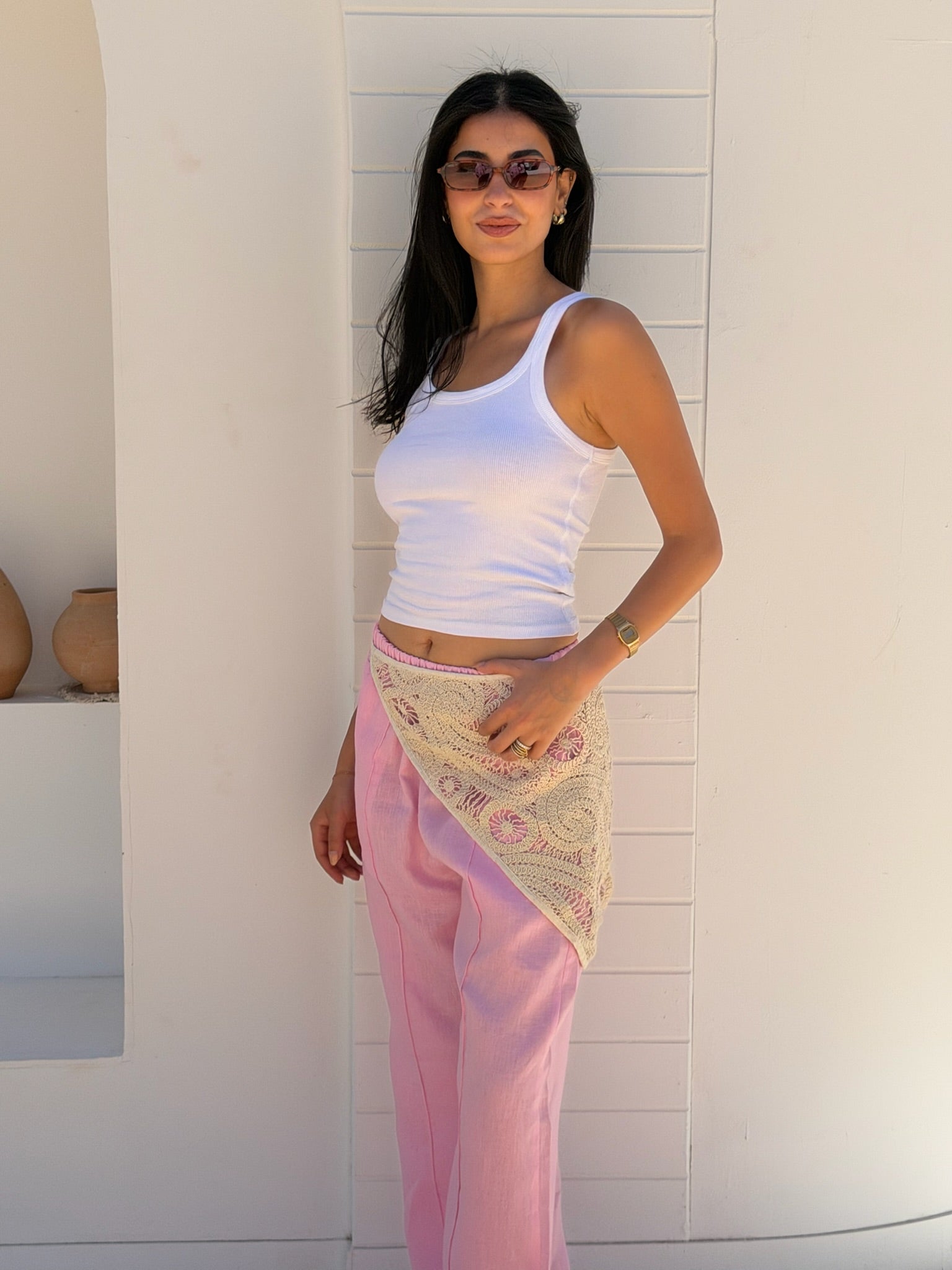 The Soleil Pants with Crochet Overlay