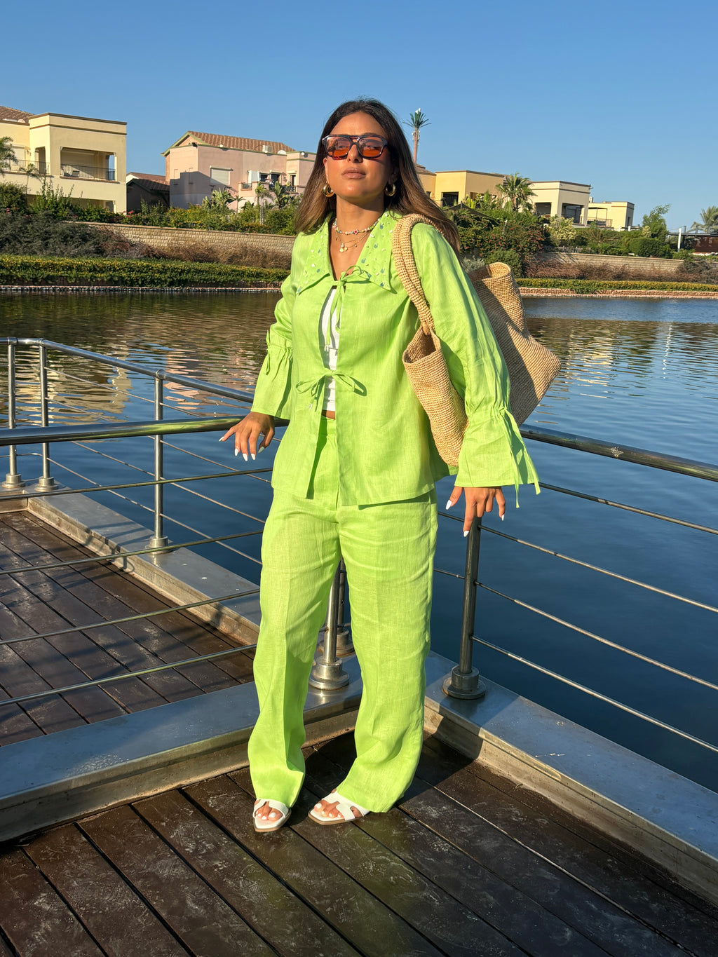 Apple Green Ribbons Kimono Only