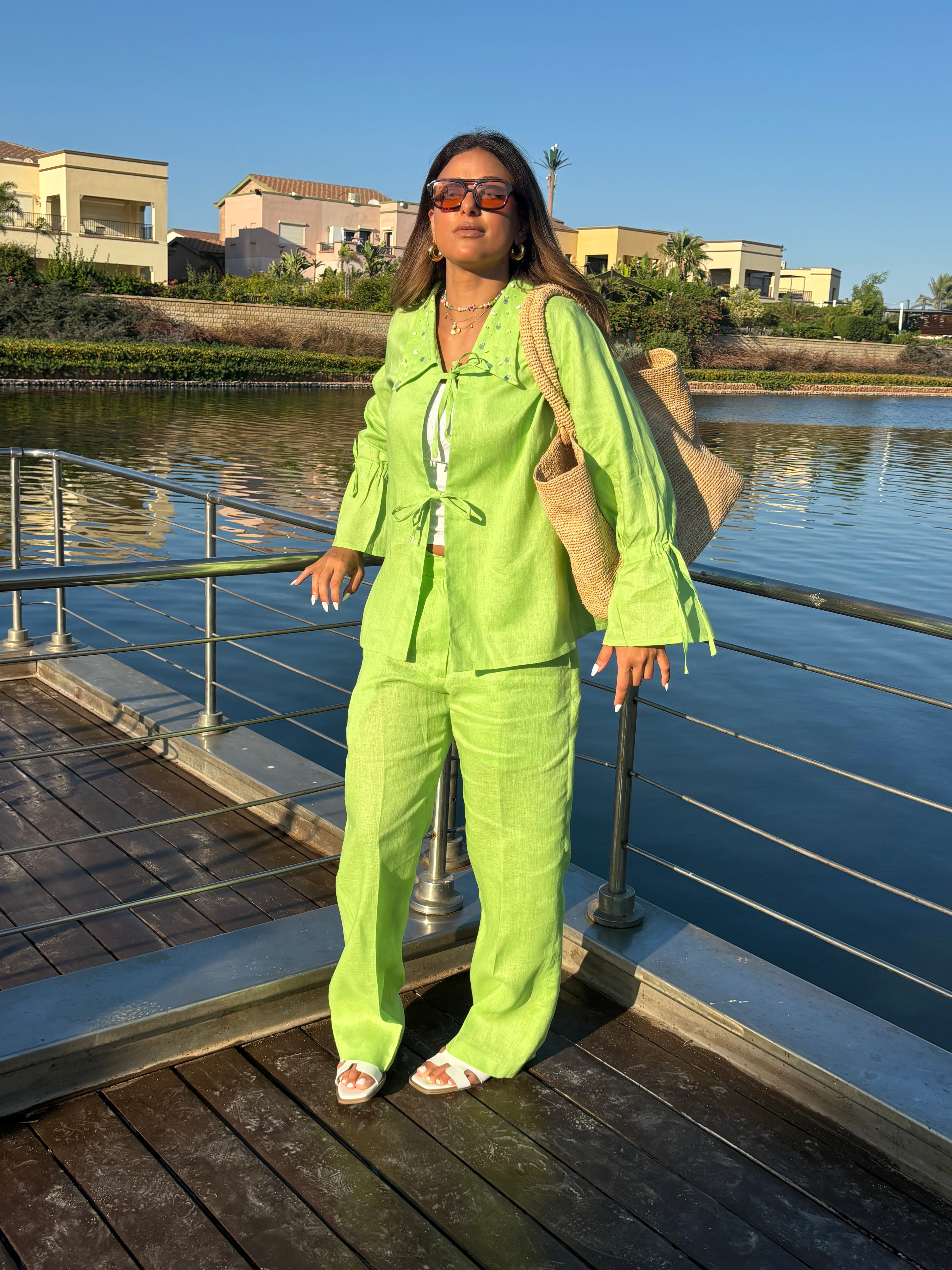 Apple Green Ribbons Kimono Only