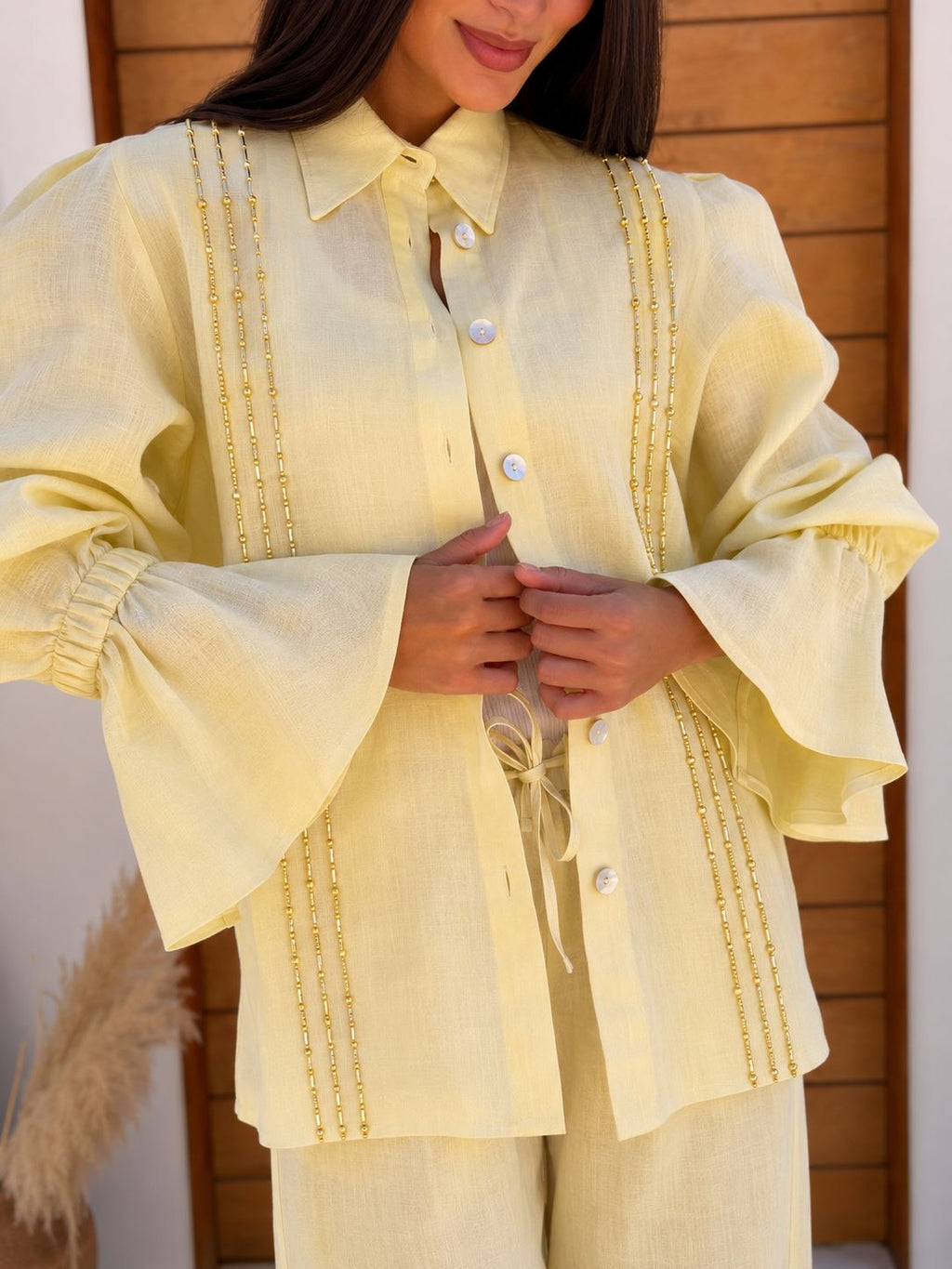 The Embellished Dahlia Butter Yellow Top (only)