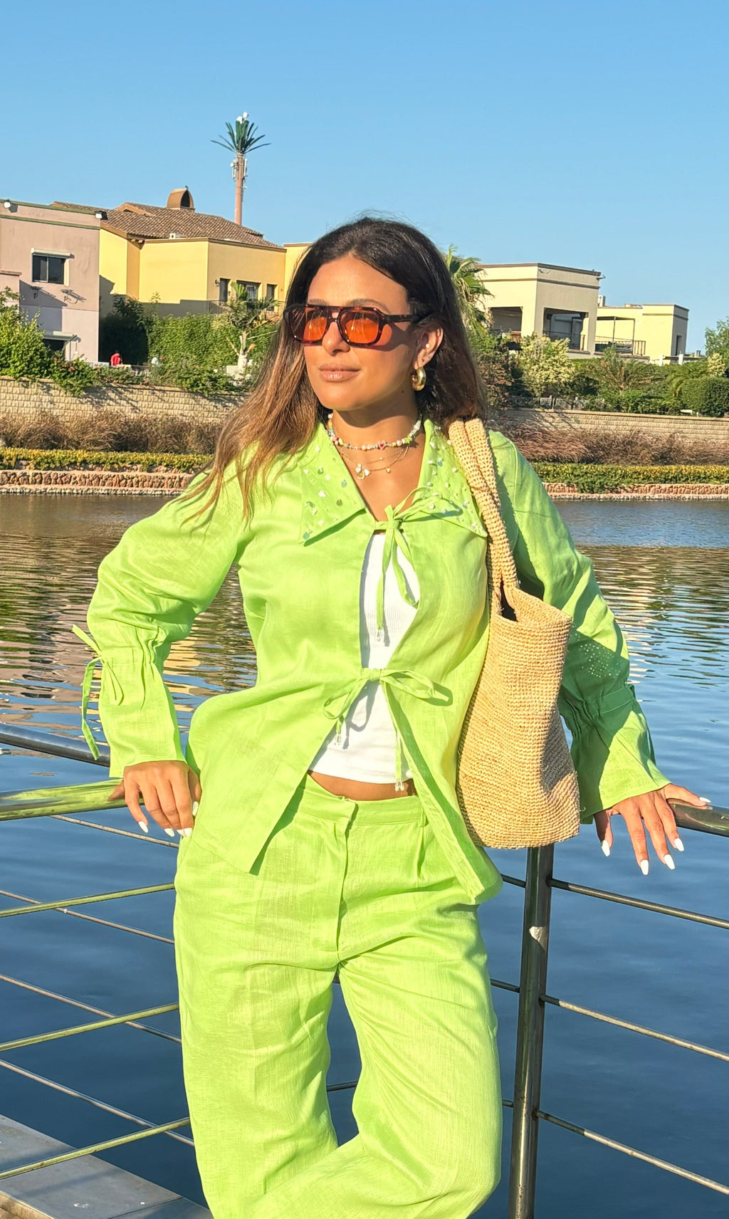 Apple Green Ribbons Kimono Only