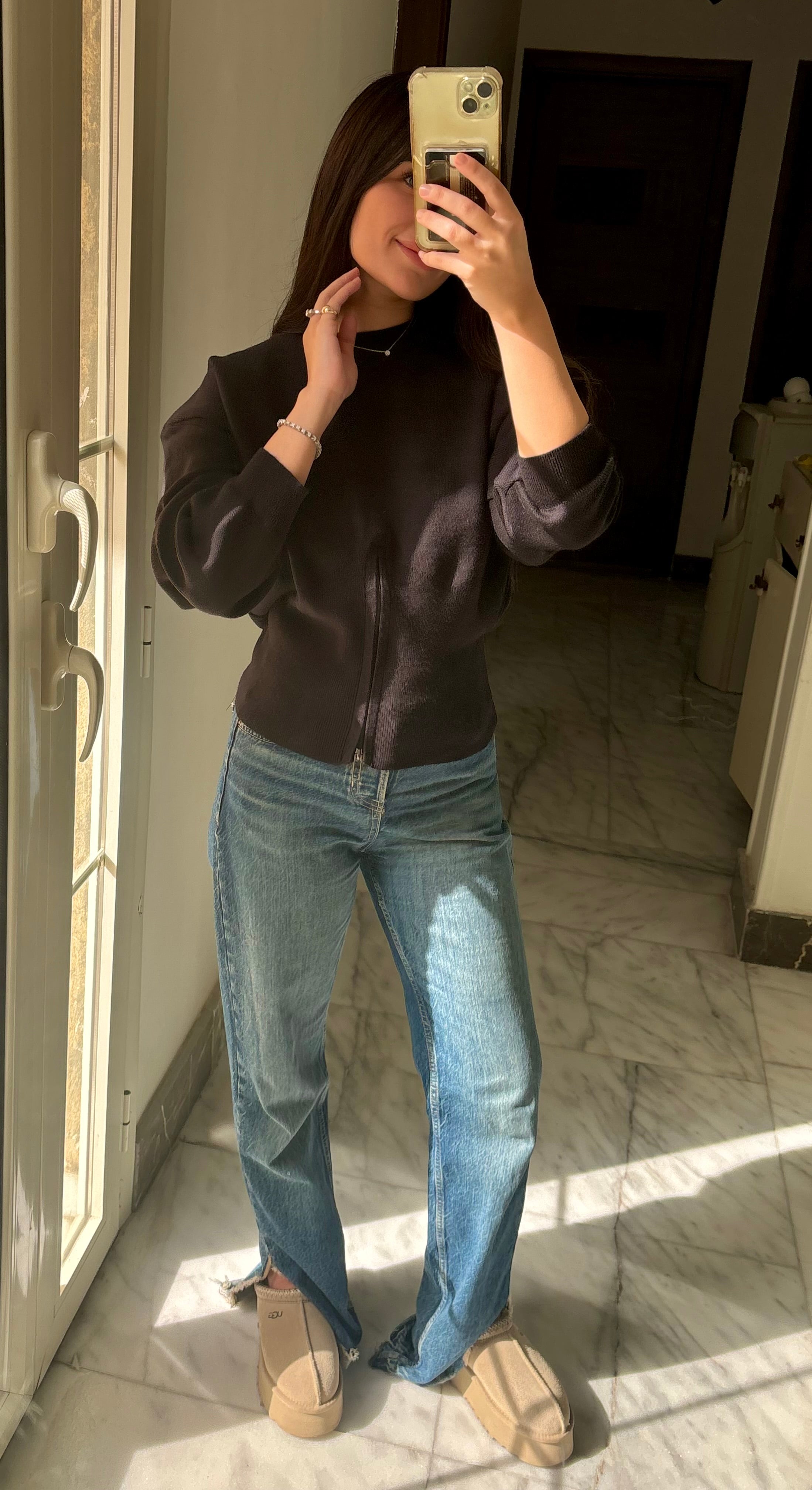 Waisted Knit Top (Black)