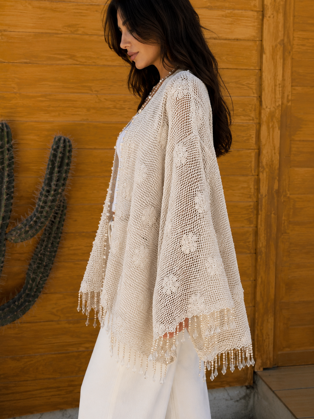 The Roses Cardigan with Beaded Seashells