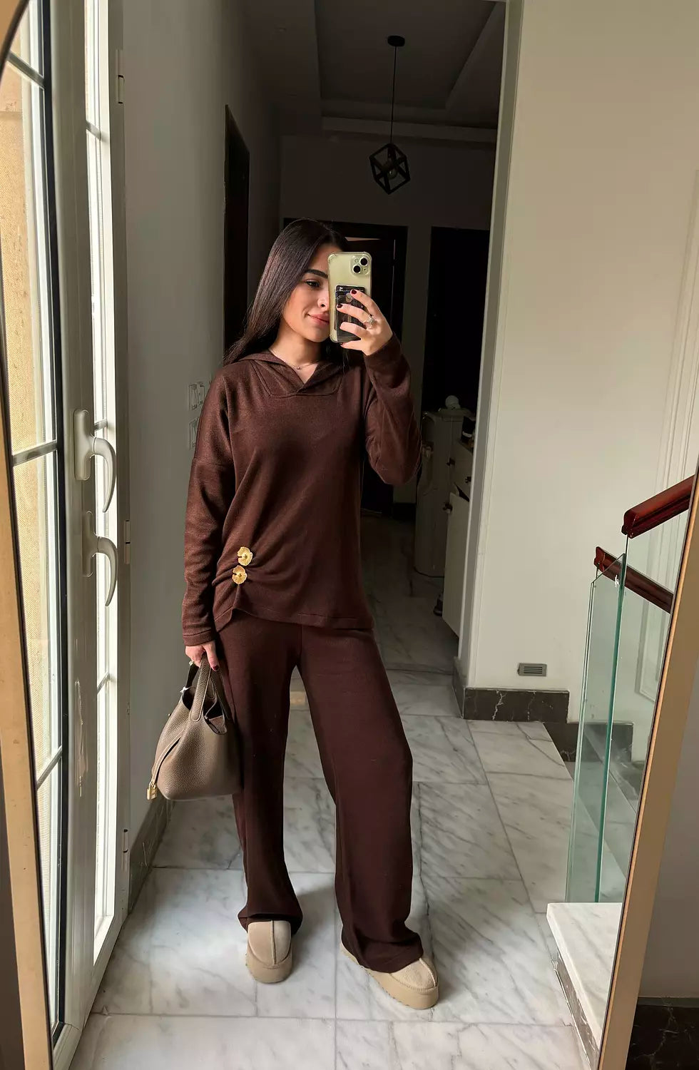 Buttoned Brown Knit Set