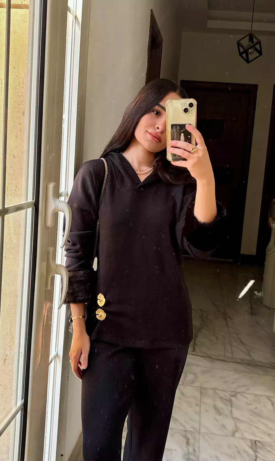 Buttoned Black Knit Set